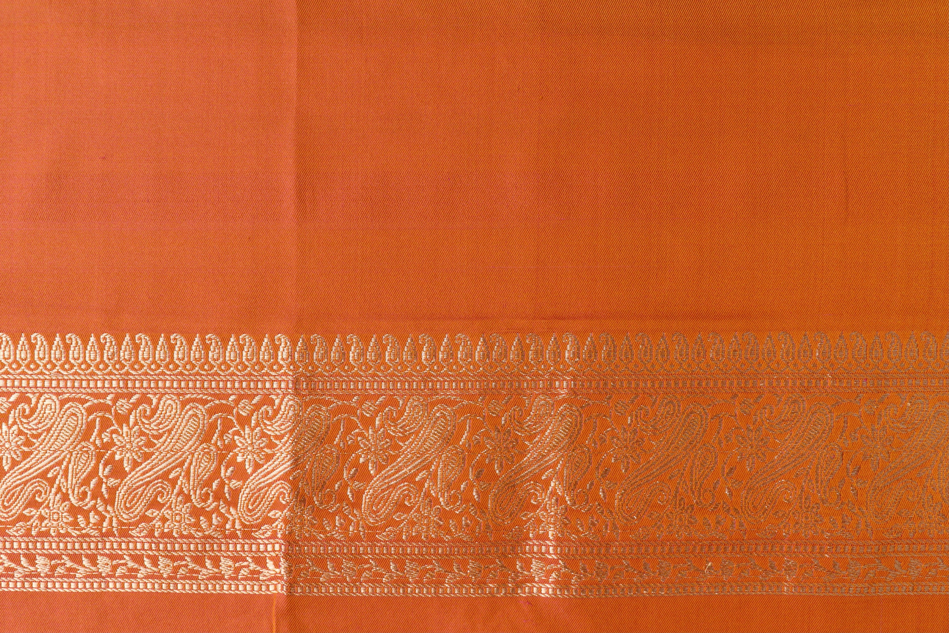 Pink & Orange Banarasi Handwoven Silk Saree