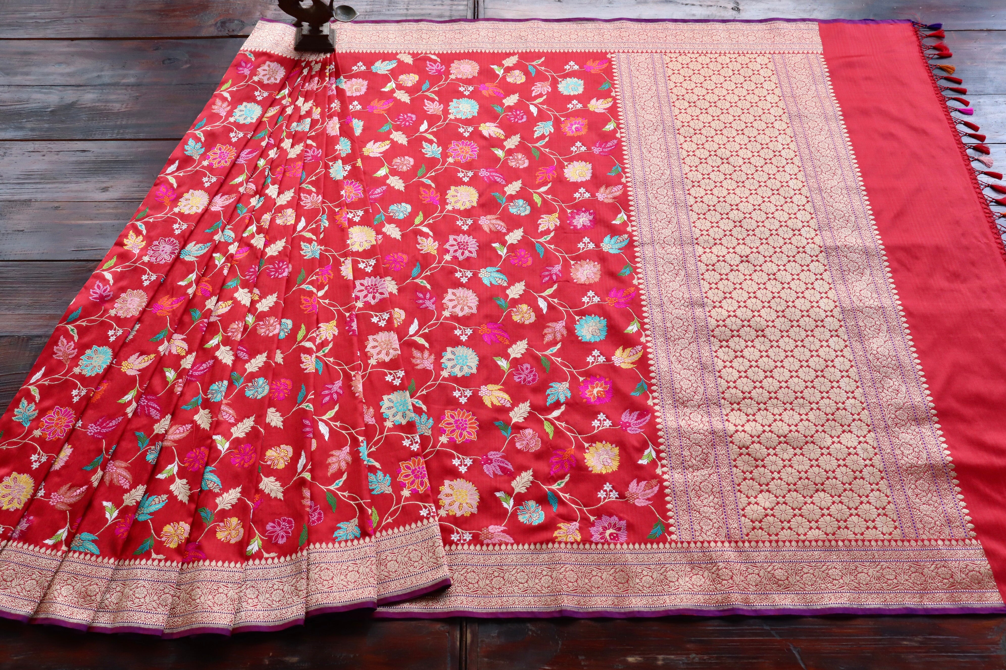 Red Kimkhab Pure Silk Banarasi Handloom Saree