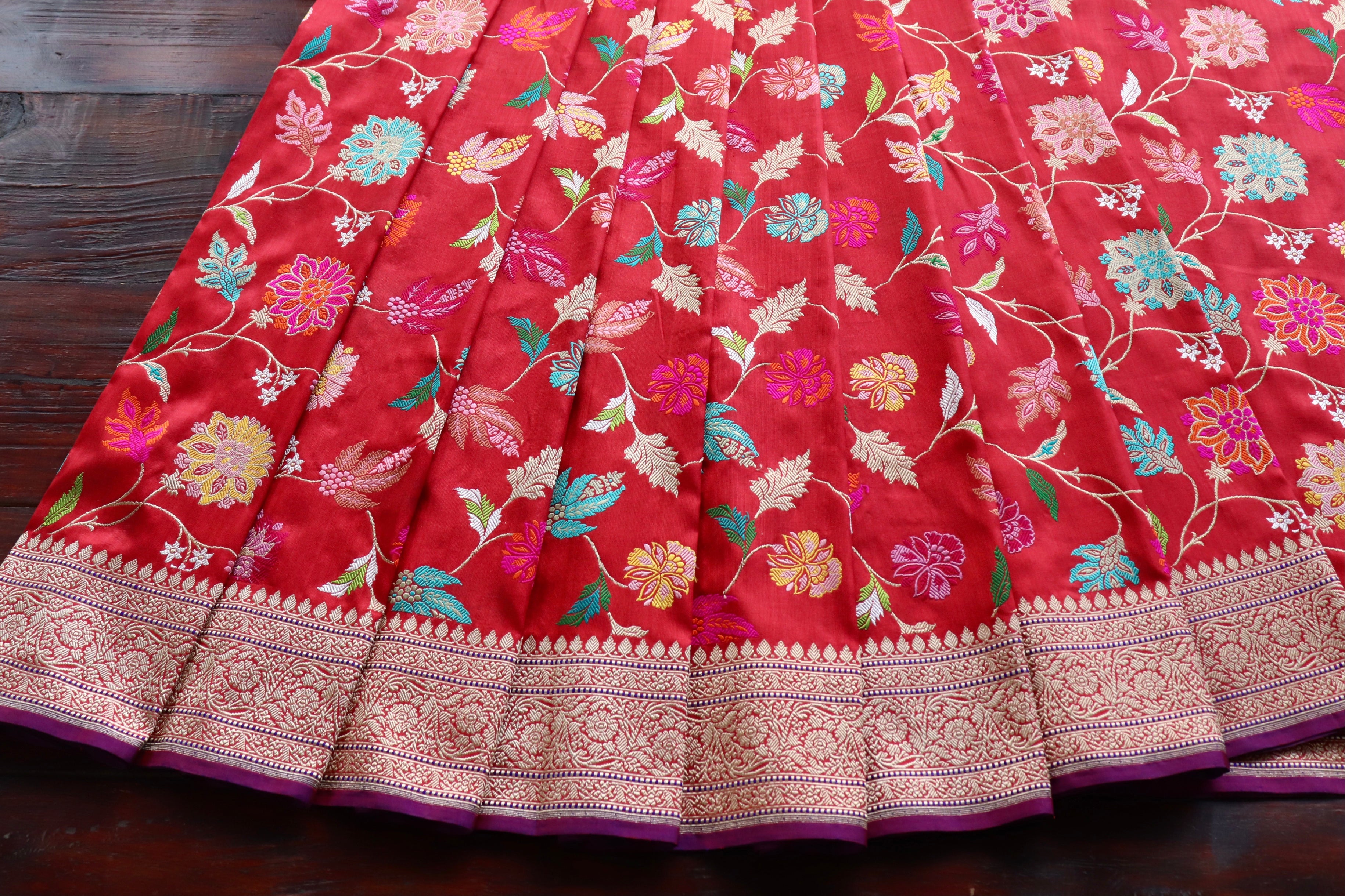 Red Kimkhab Pure Silk Banarasi Handloom Saree