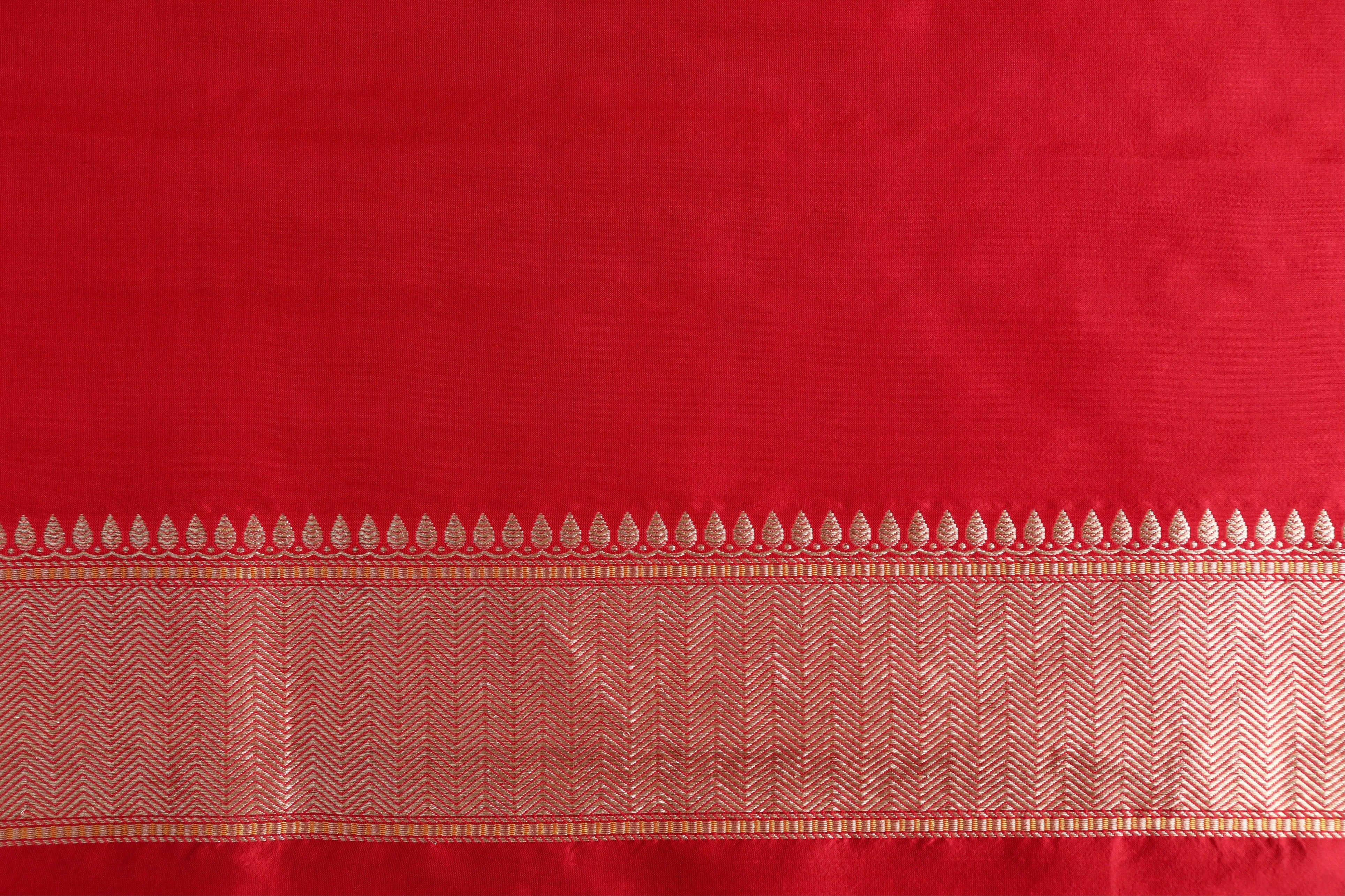 Red Meenadar Handwoven Banarasi Tanchoi Silk Saree