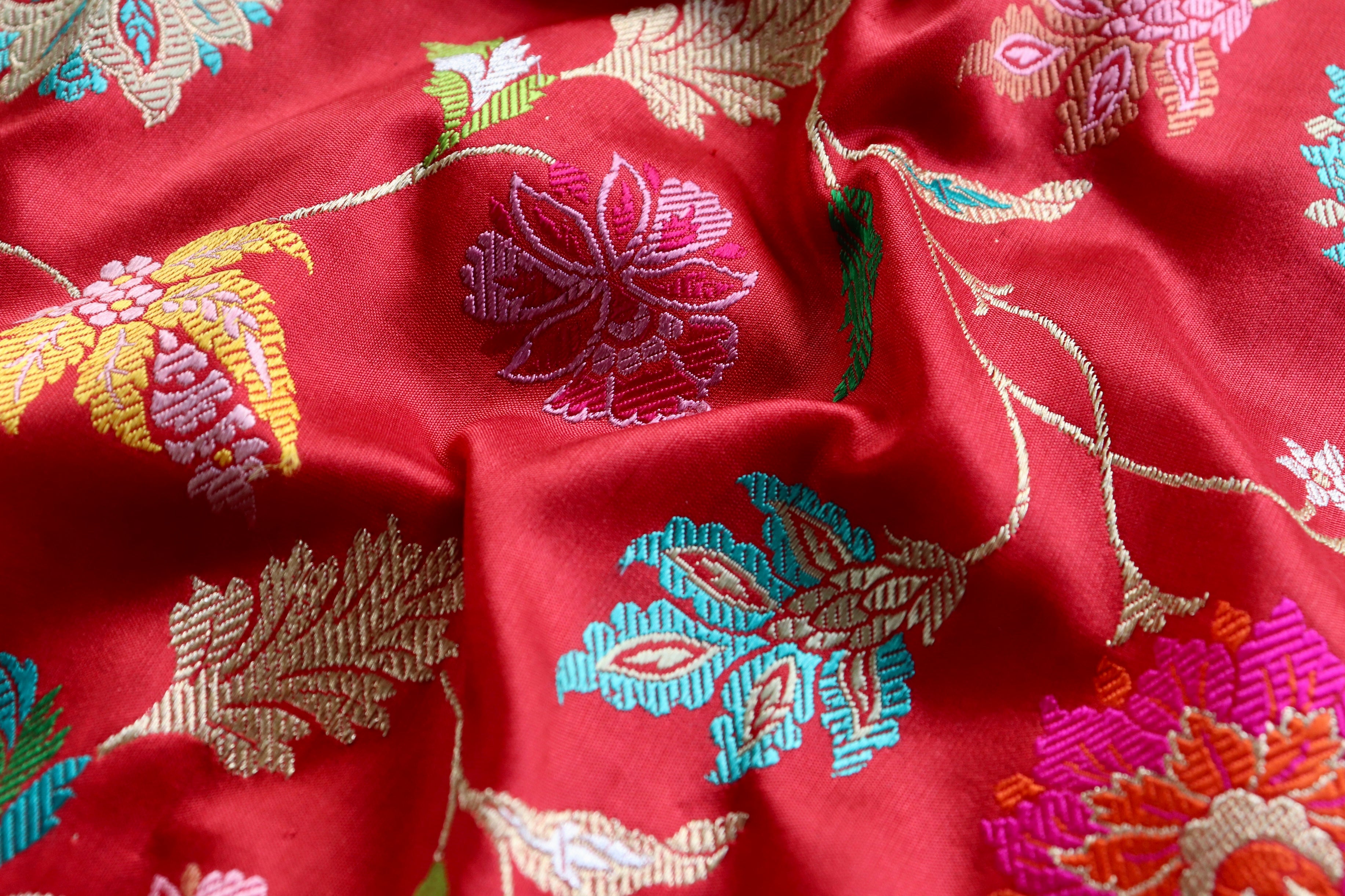 Red Kimkhab Pure Silk Banarasi Handloom Saree