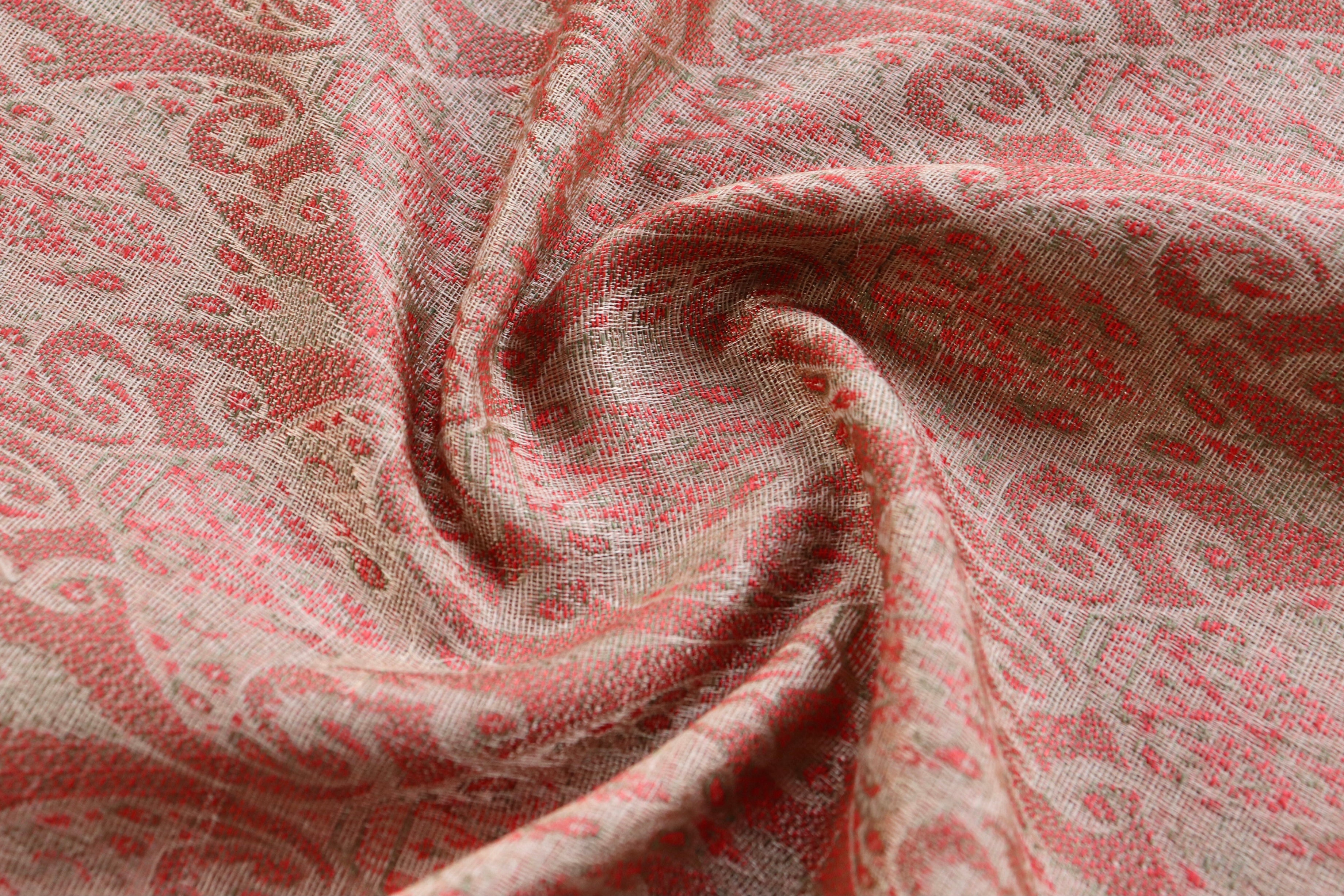 Ivory Pure Wool & Silk Handloom Banarasi Shawl