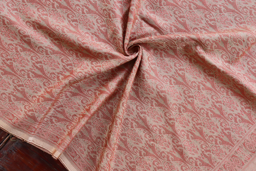 Ivory Pure Wool & Silk Handloom Banarasi Shawl