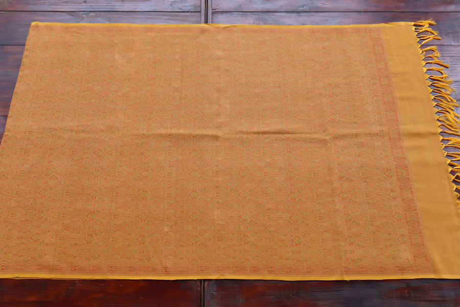 Mustard Pure Wool & Silk Banarasi Shawl | Stuti Weaves