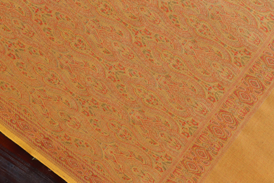 Mustard Pure Wool & Silk Banarasi Shawl | Stuti Weaves