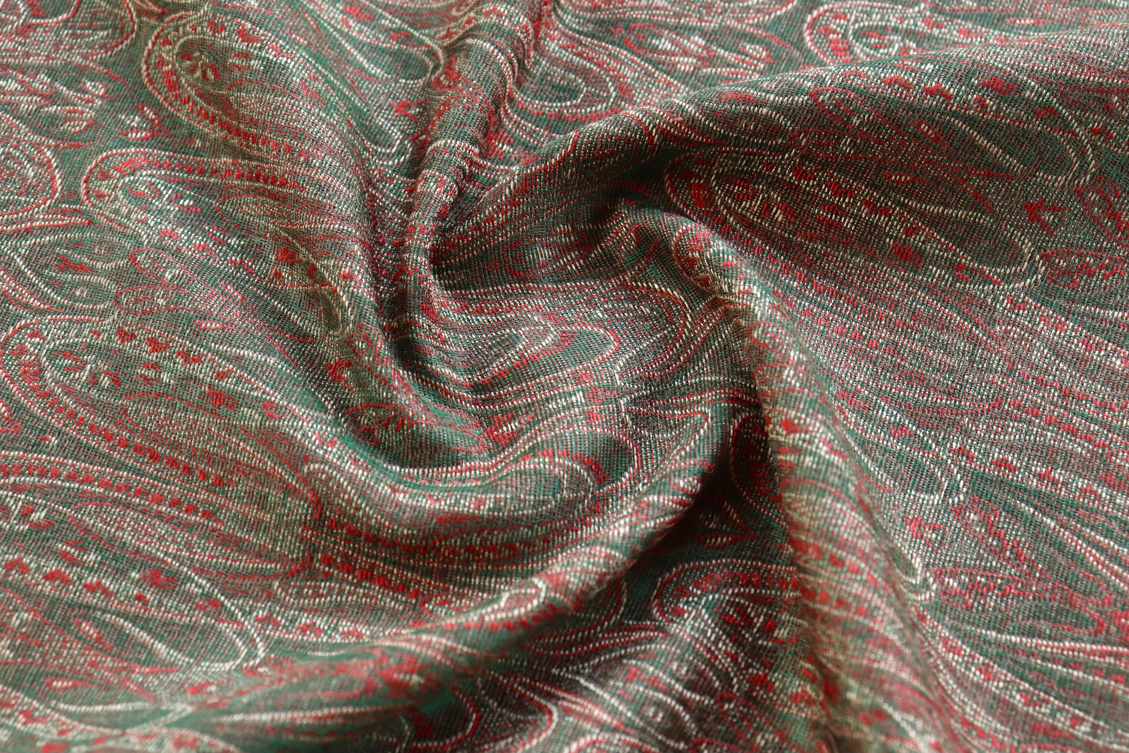 Green Pure Wool & Silk Handloom Banarasi Shawl