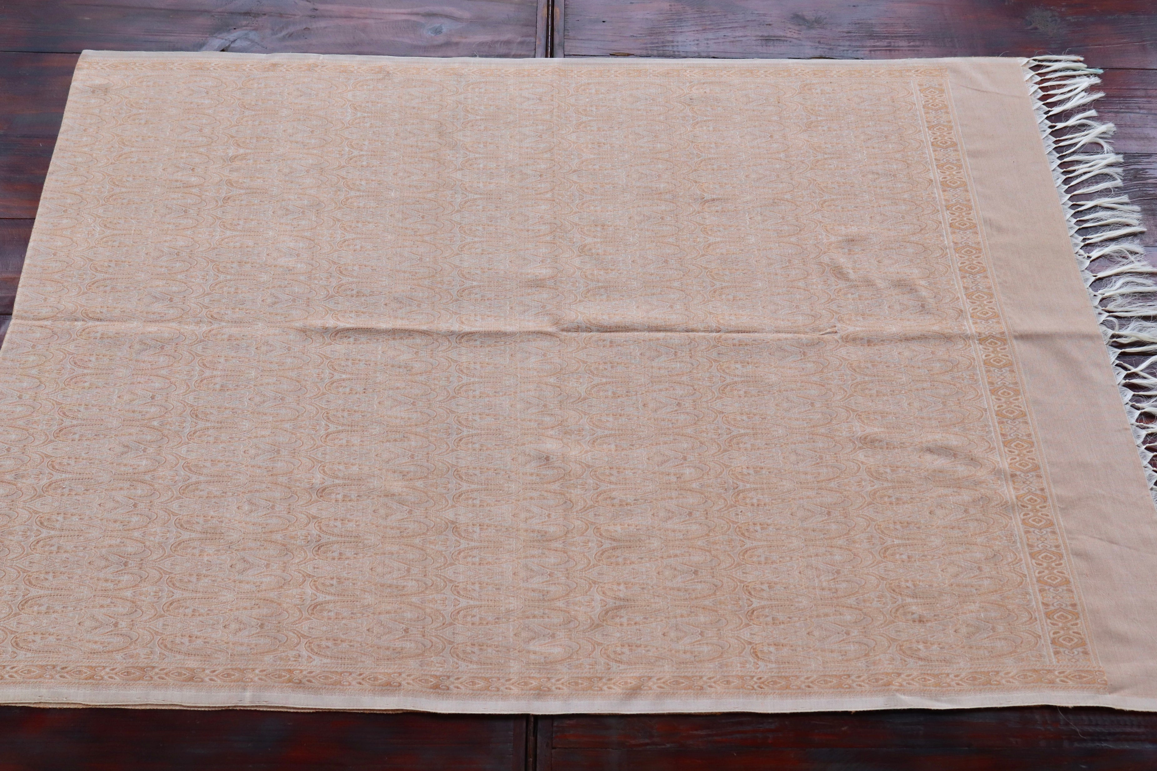 Ivory Pure Wool & Silk Handloom Banarasi Shawl