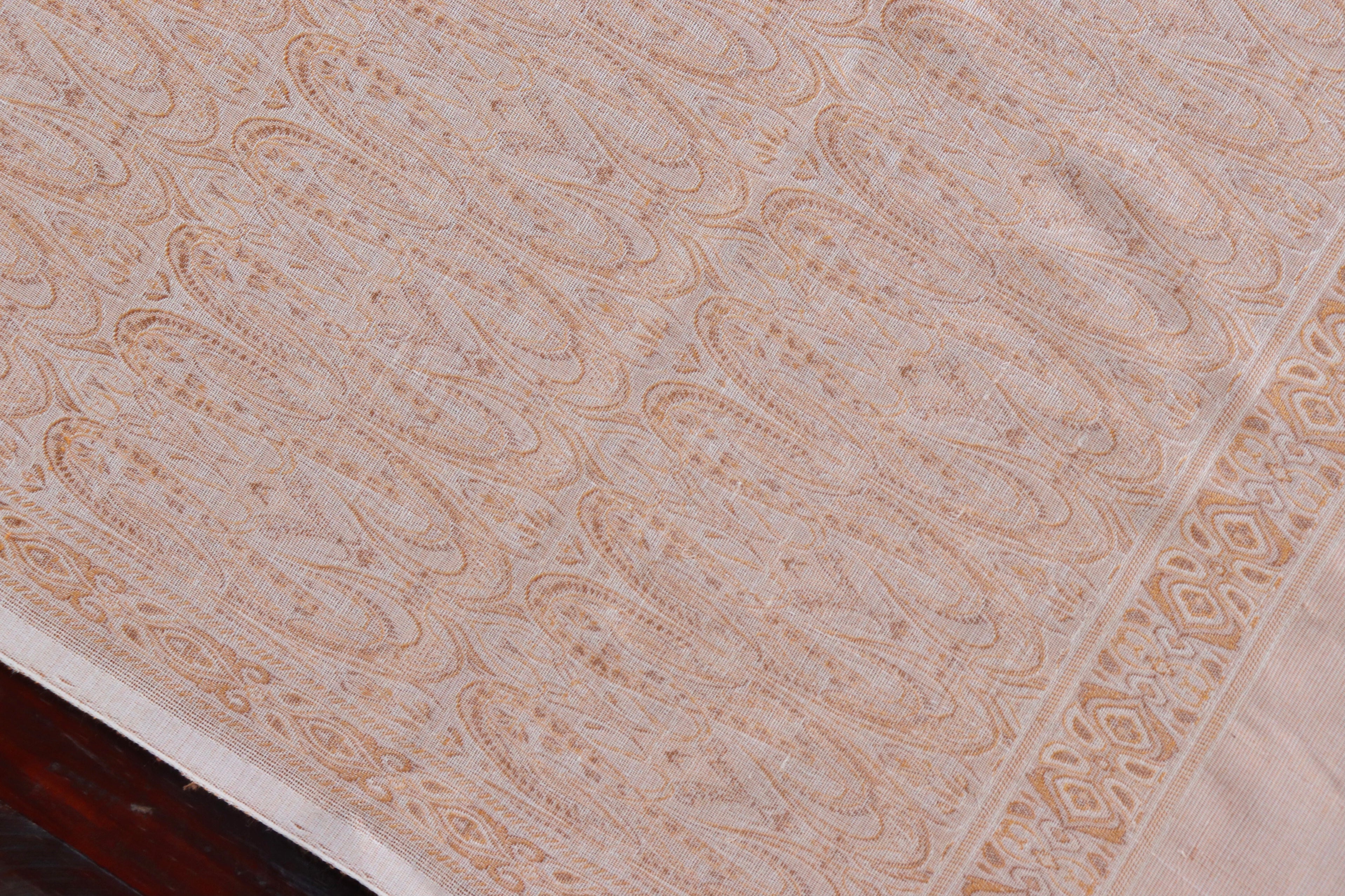 Ivory Pure Wool & Silk Handloom Banarasi Shawl