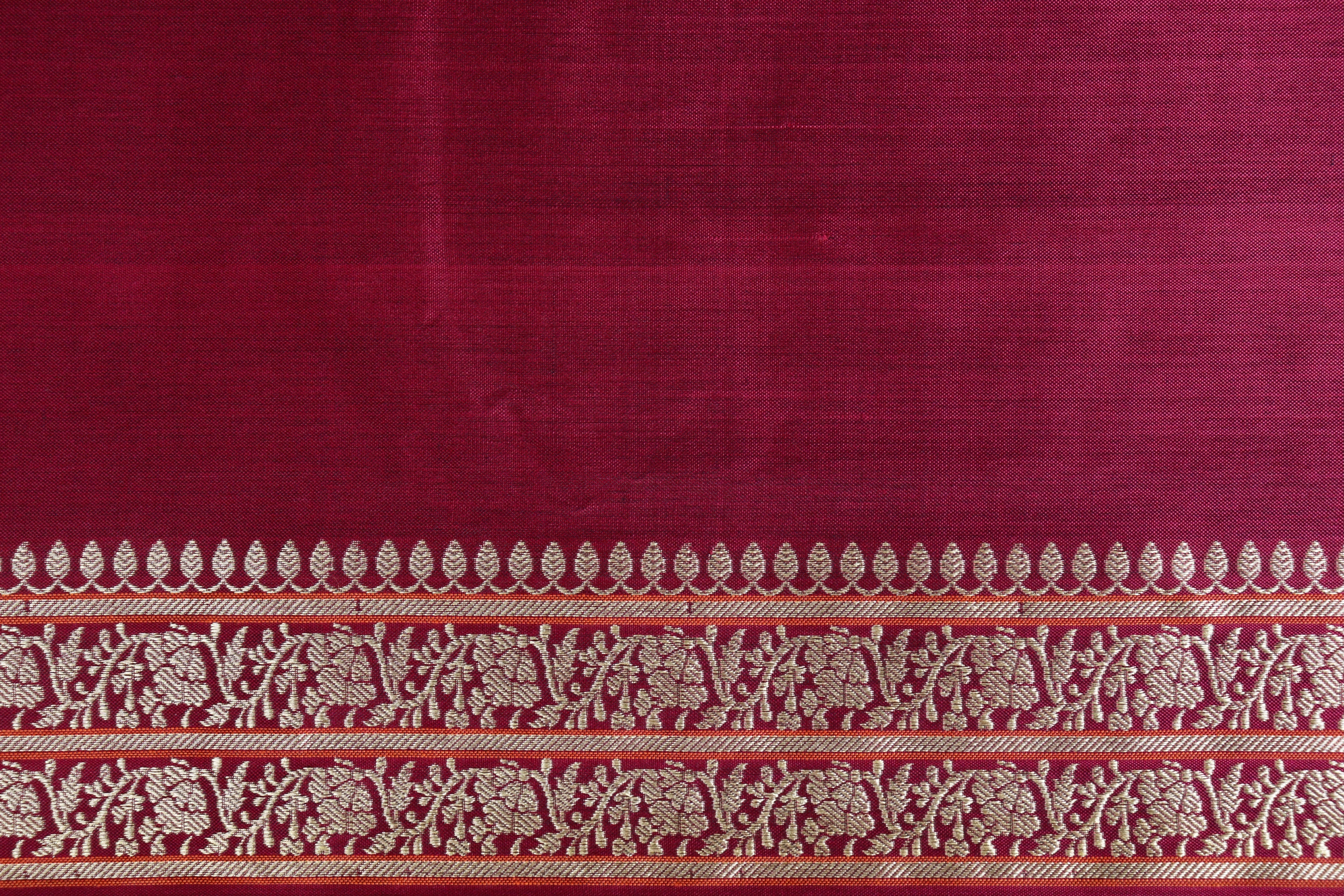 Maroon Kadhua Motif Pure Silk Handloom Banarasi Saree