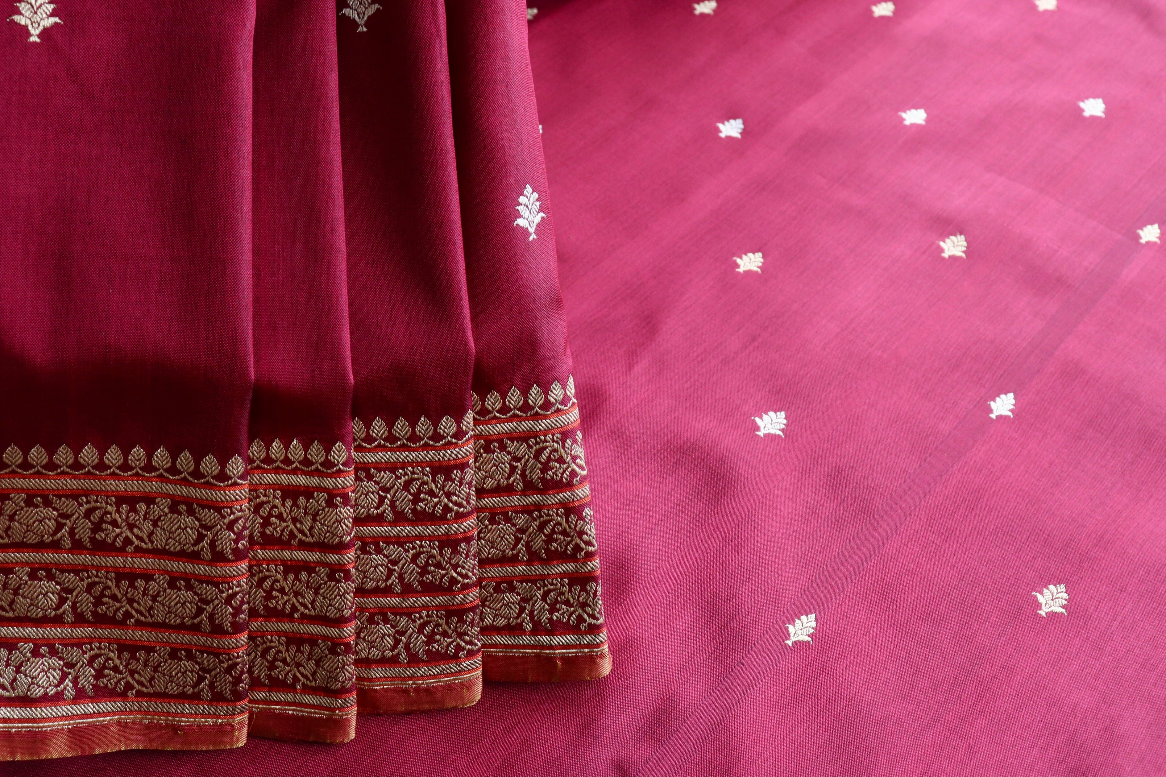 Maroon Kadhua Motif Pure Silk Handloom Banarasi Saree