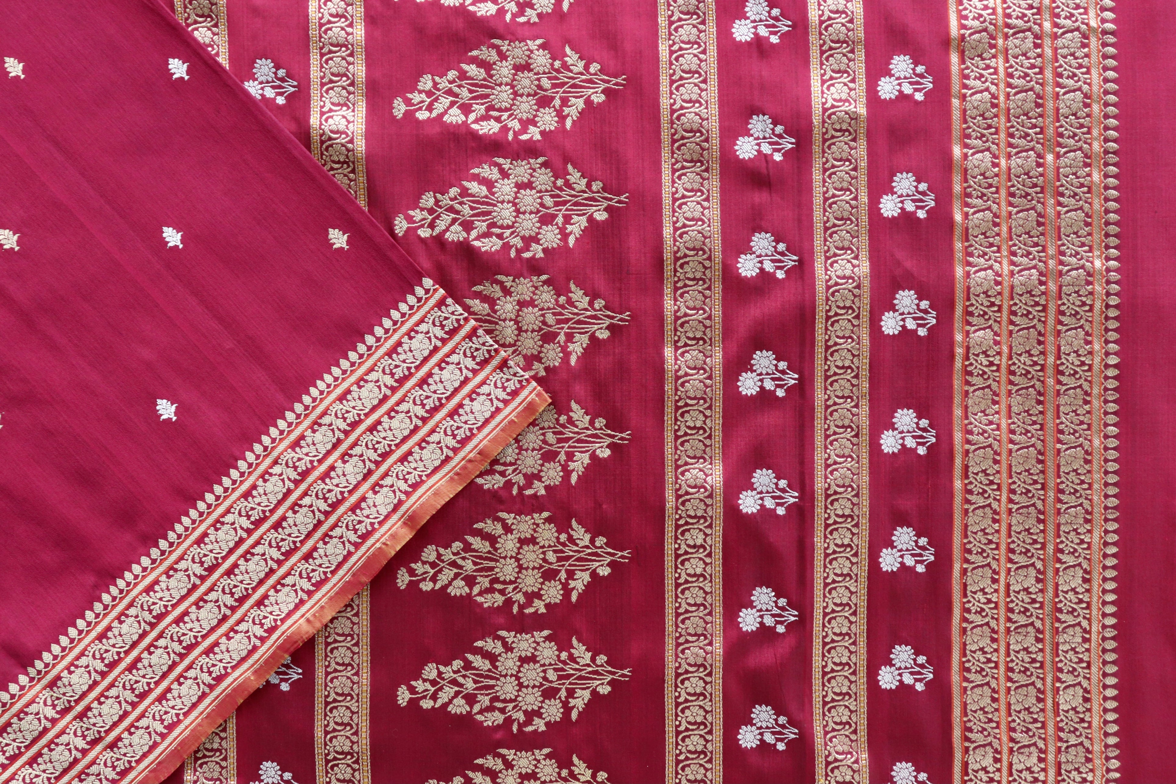 Maroon Kadhua Motif Pure Silk Handloom Banarasi Saree