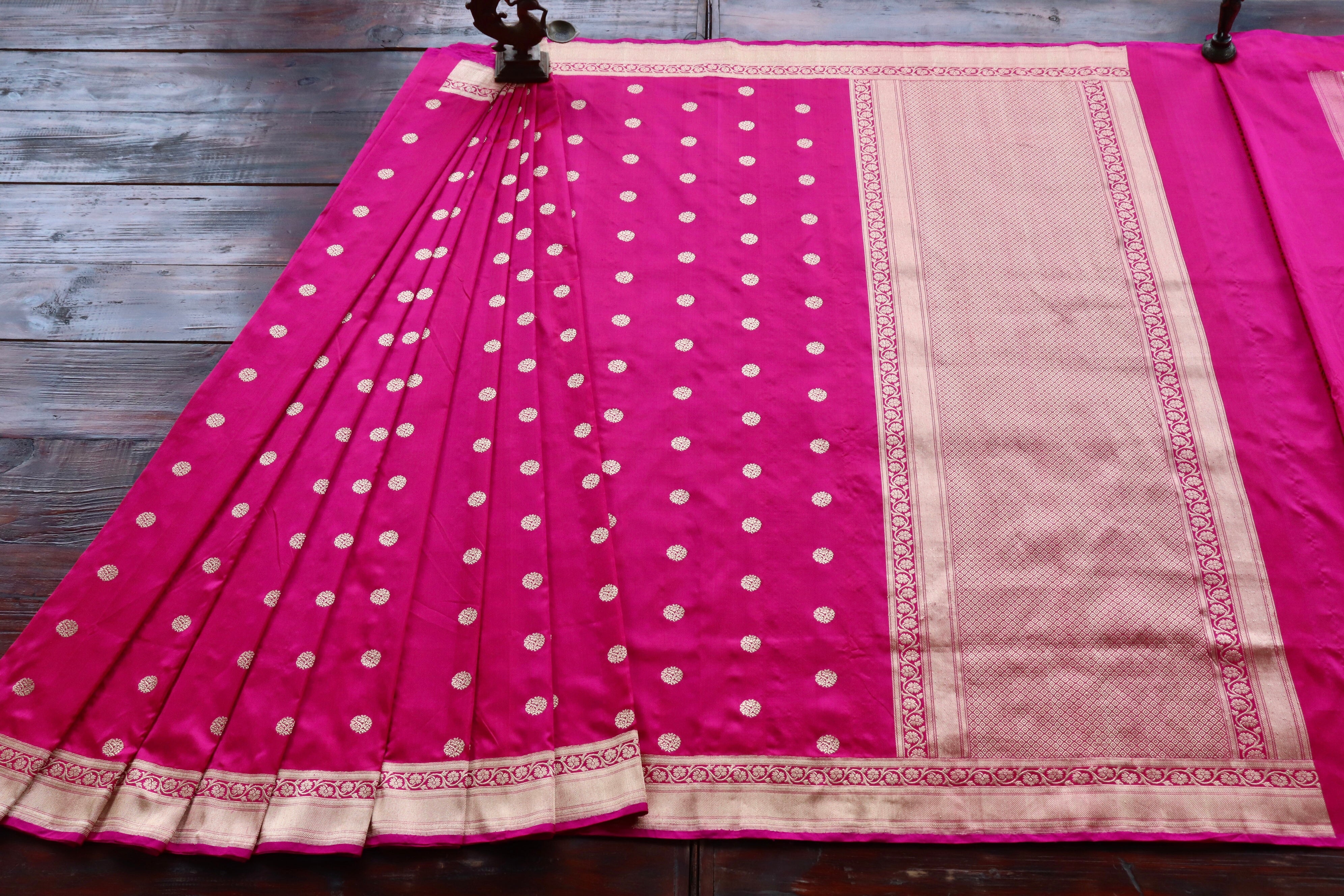 Pink Ginnie Motif Pure Silk Handloom Banarasi Saree