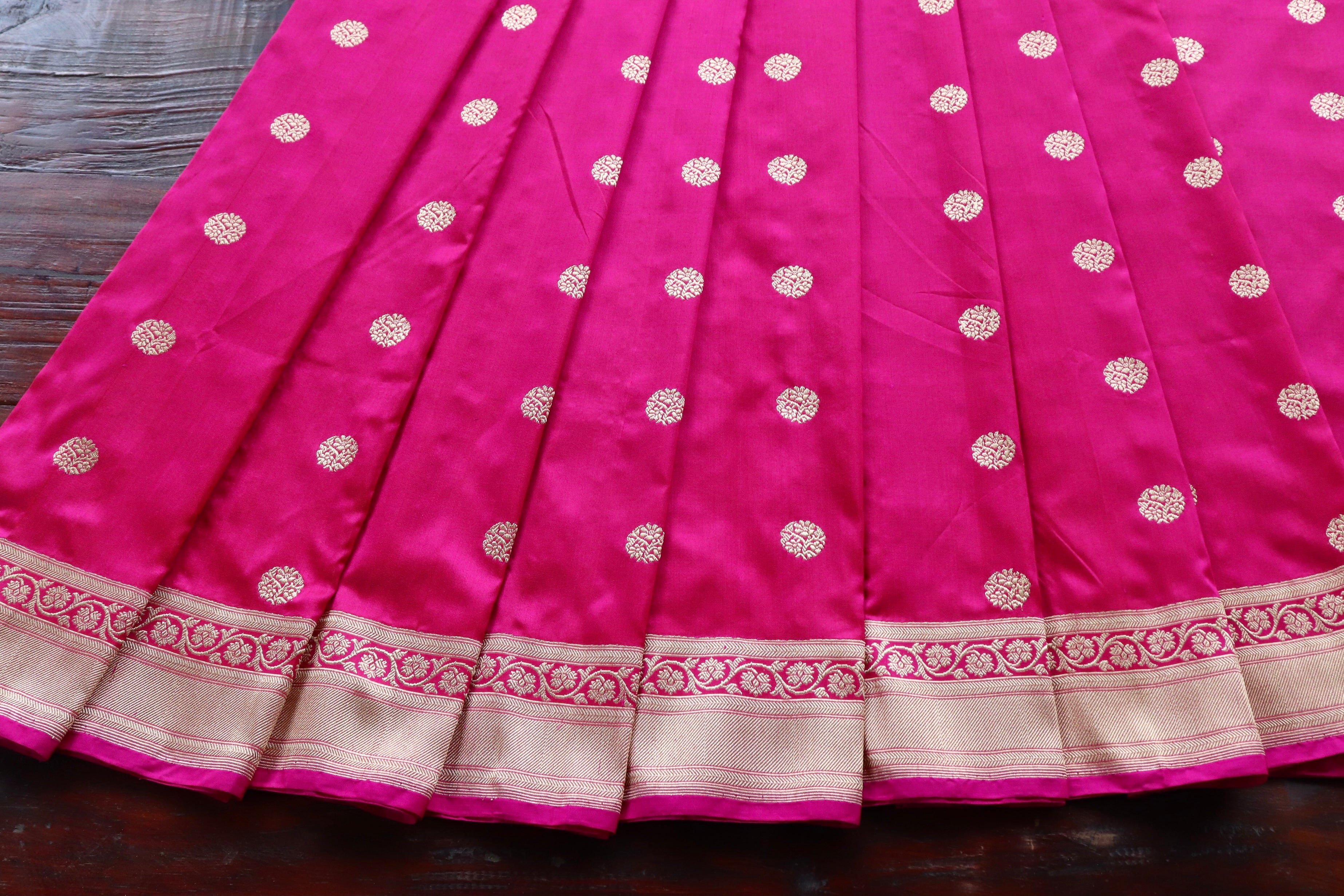 Pink Ginnie Motif Pure Silk Handloom Banarasi Saree