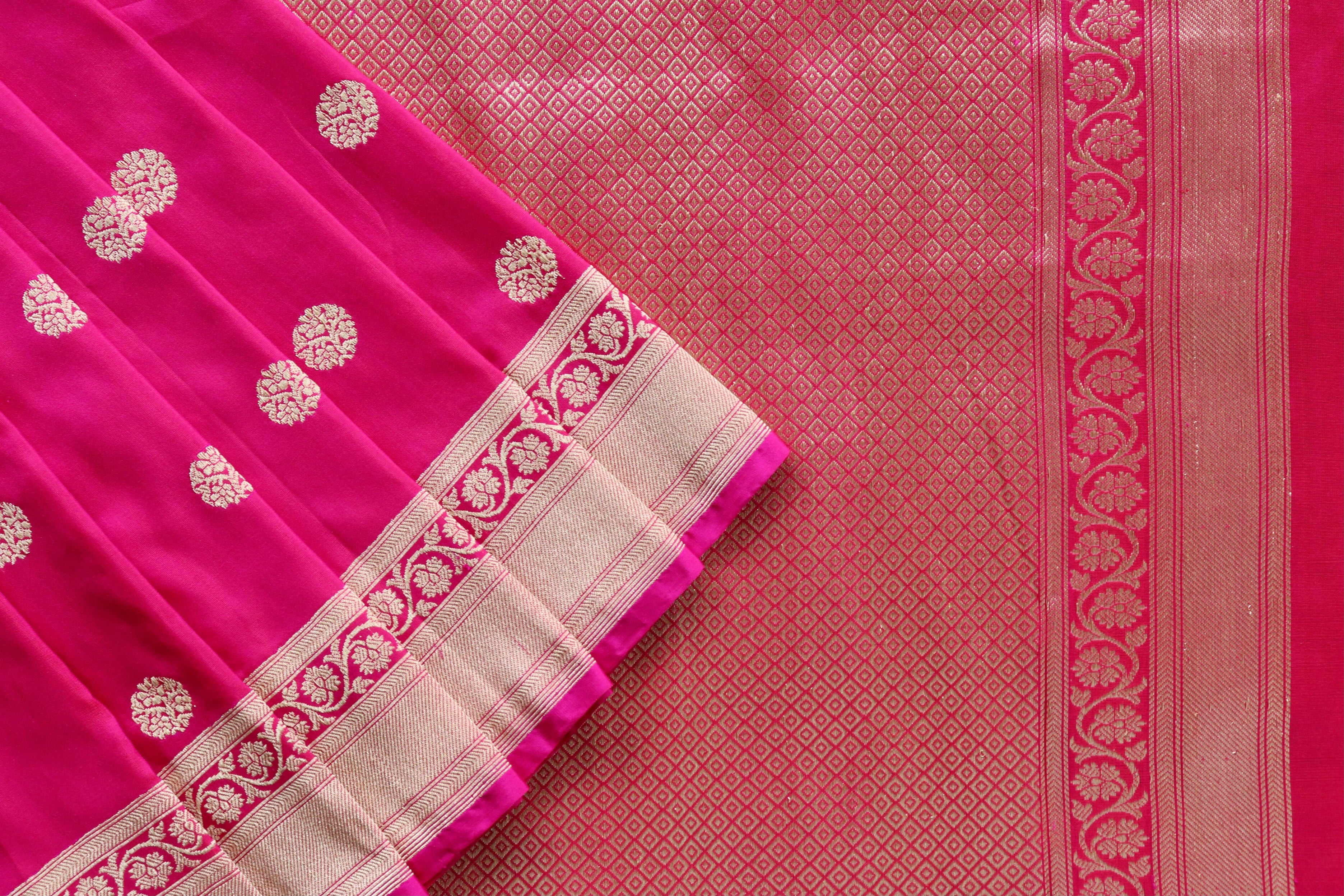 Pink Ginnie Motif Pure Silk Handloom Banarasi Saree