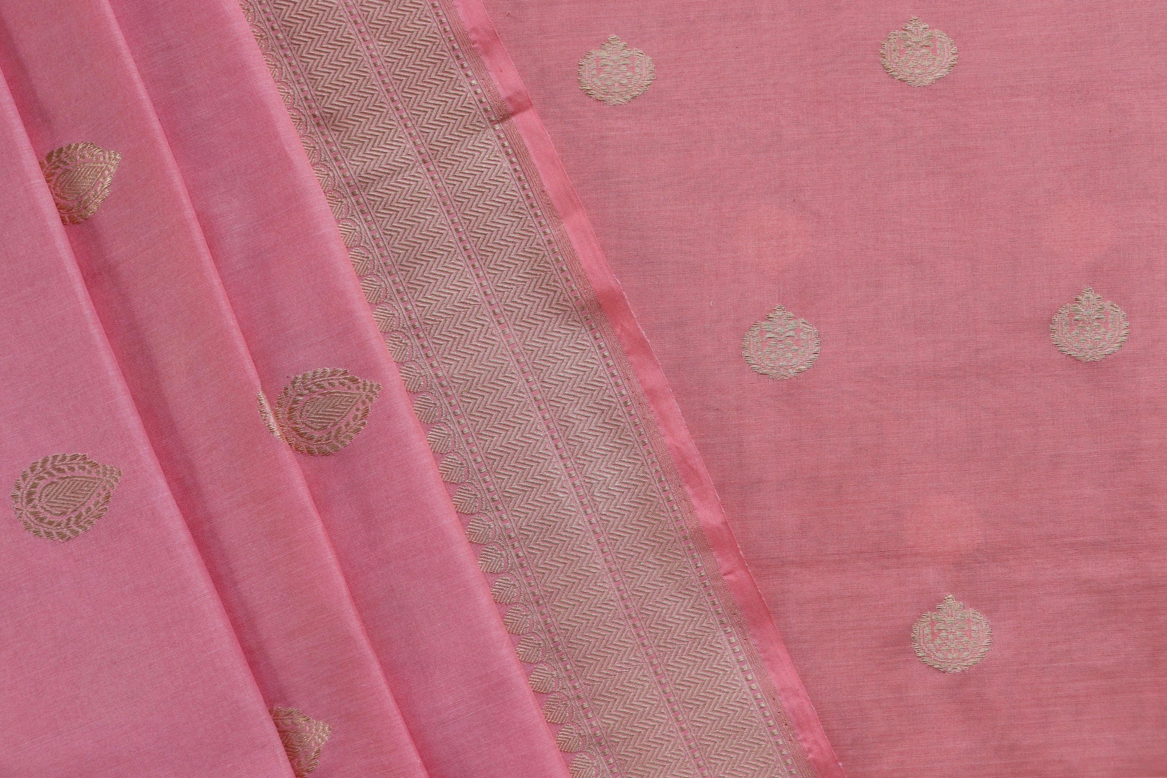 Pink Silk By Cotton Handloom Banarasi Suit Set