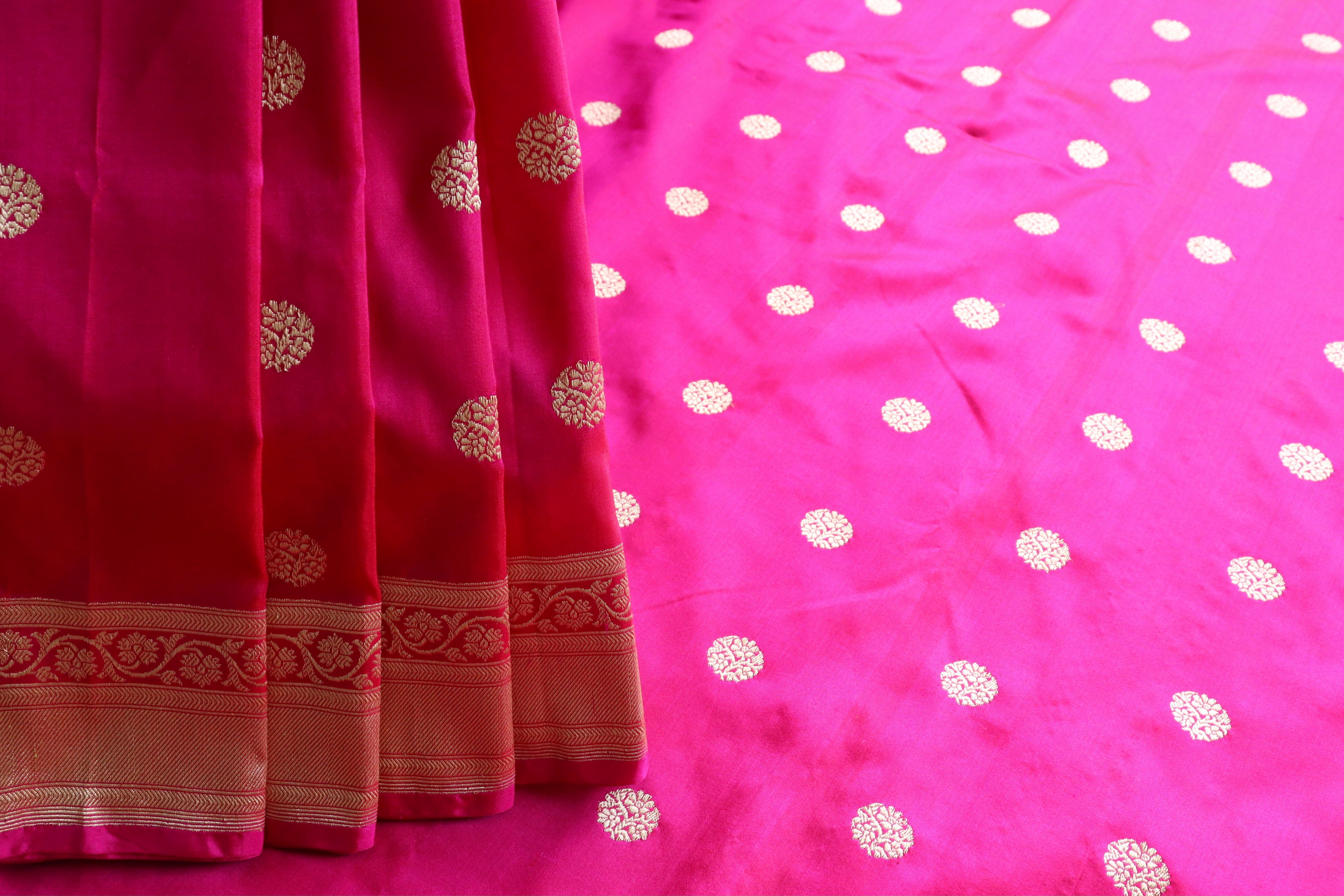 Pink Ginnie Motif Pure Silk Handloom Banarasi Saree