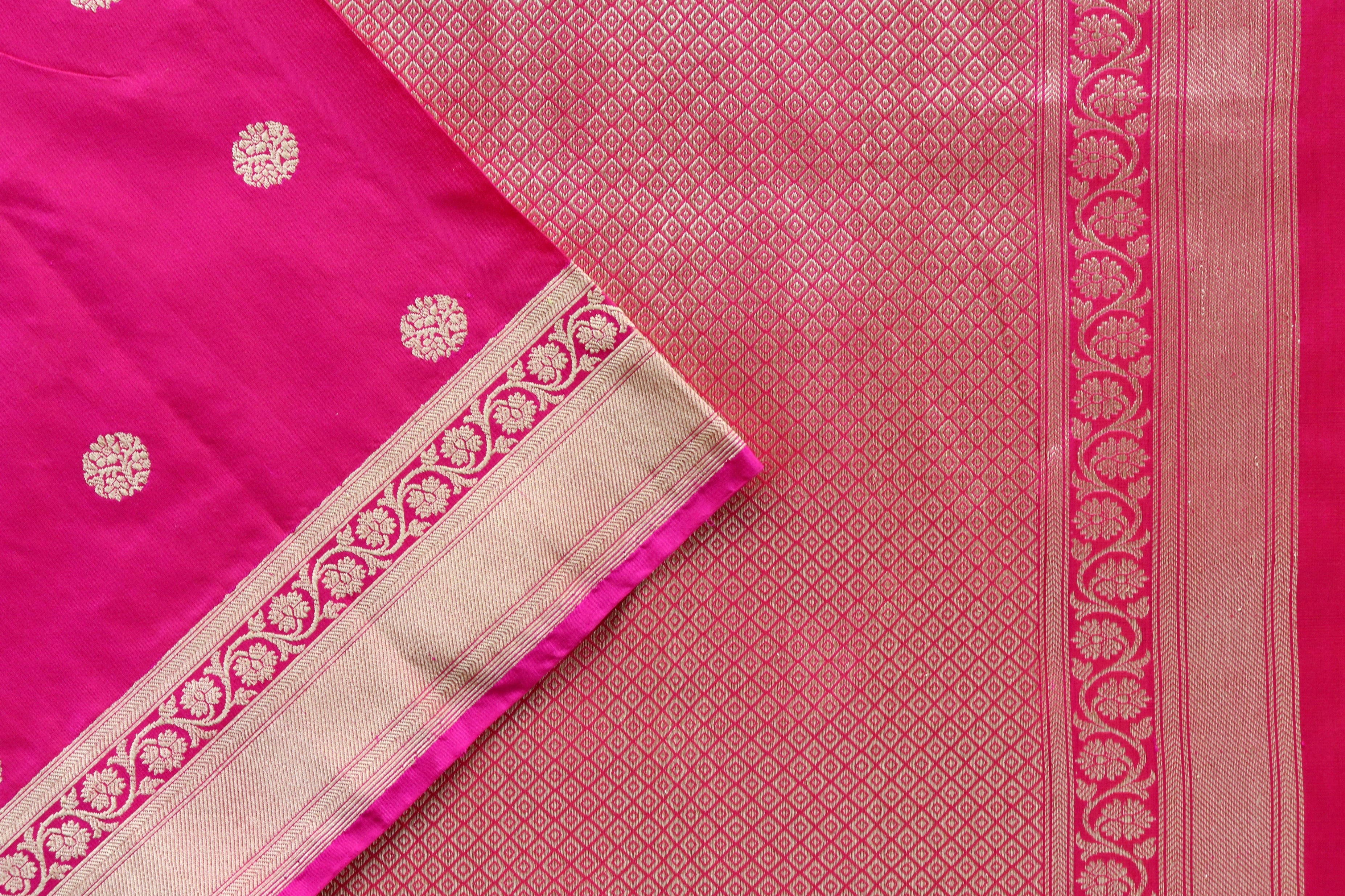 Pink Ginnie Motif Pure Silk Handloom Banarasi Saree