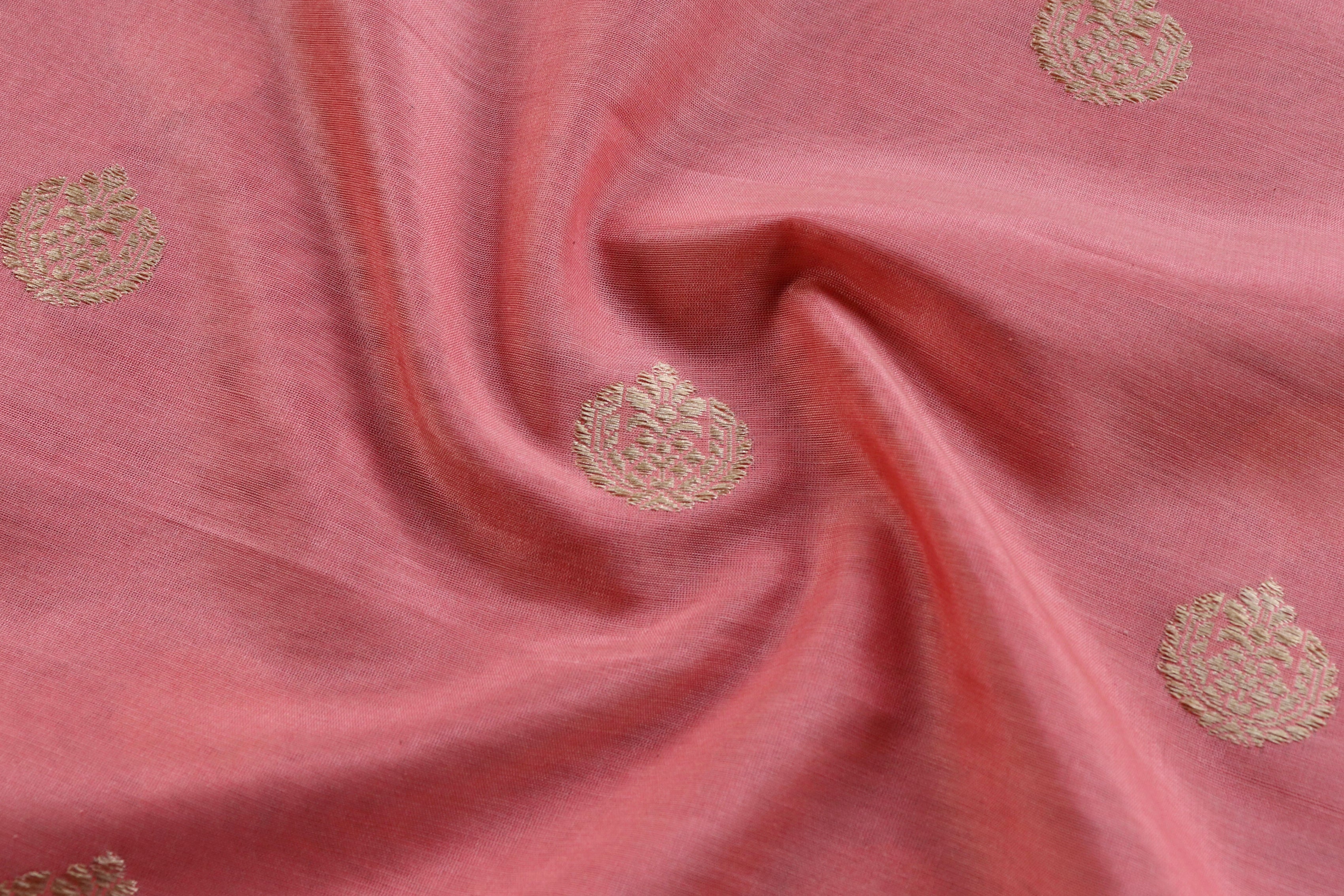 Pink Silk By Cotton Handloom Banarasi Suit Set