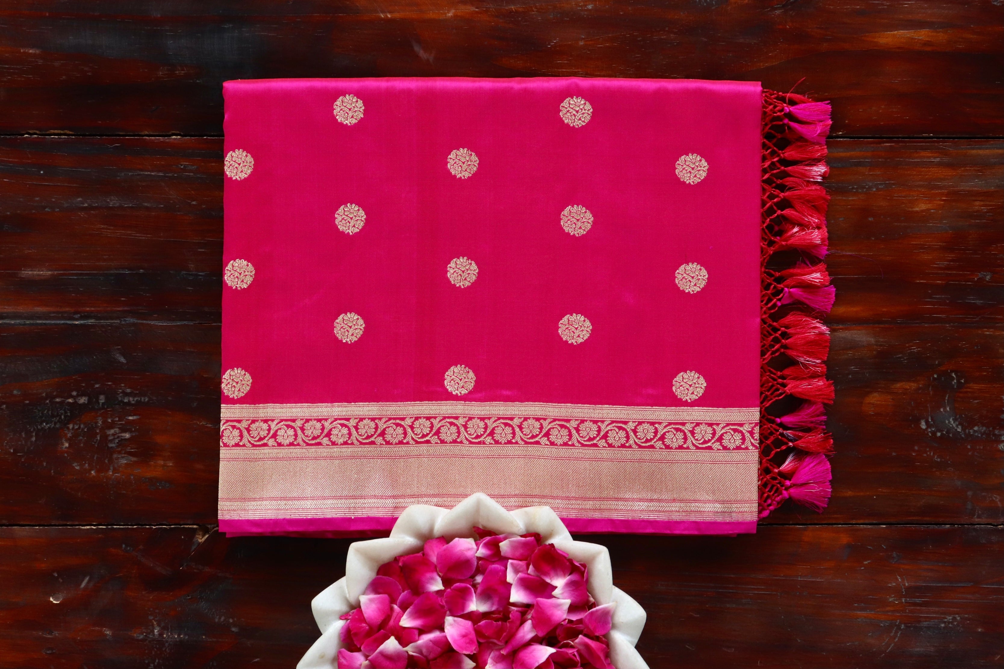 Pink Ginnie Motif Pure Silk Handloom Banarasi Saree