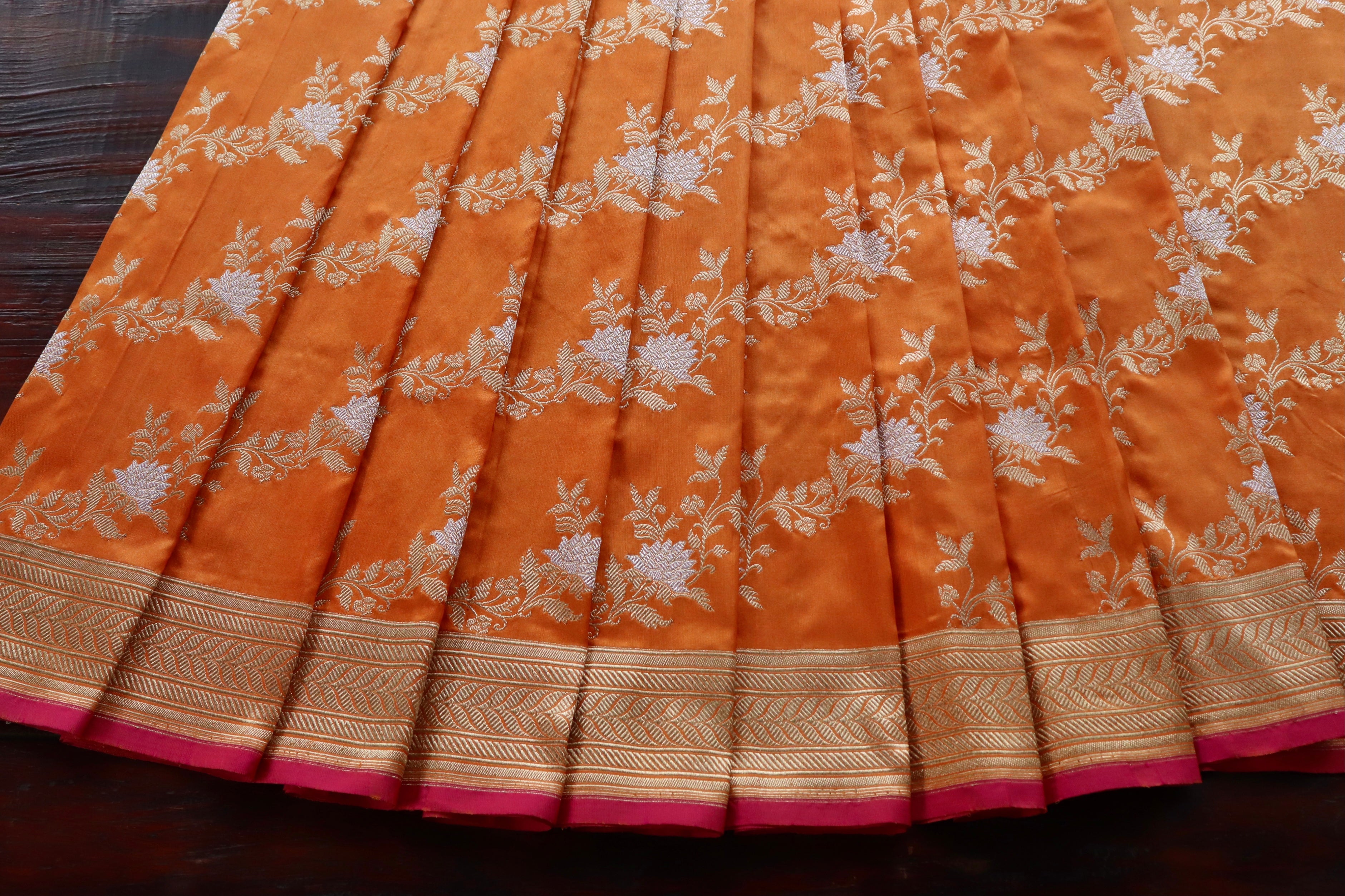 Safron Jamal Jangla Pure Silk Handloom Banarasi Saree