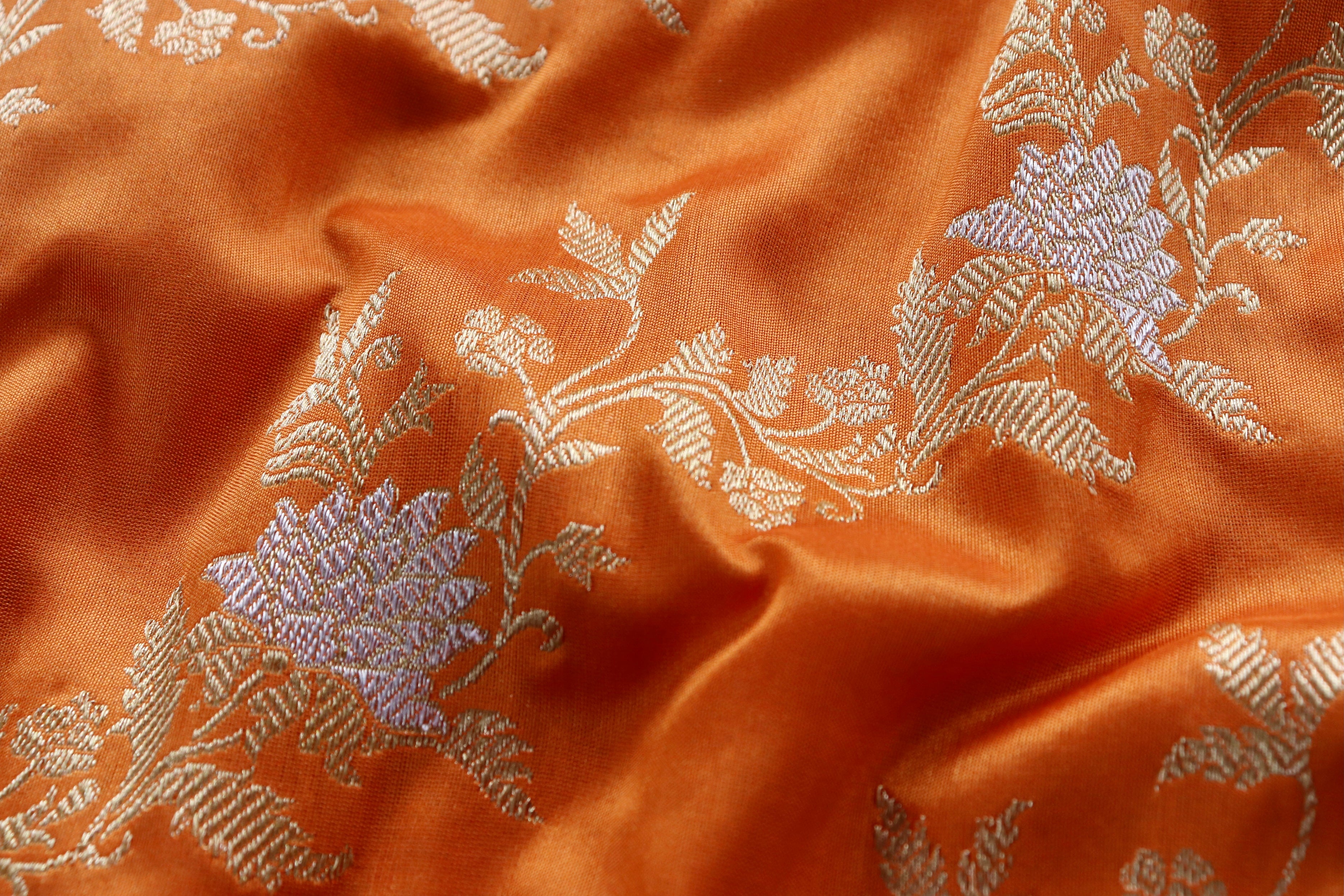 Safron Jamal Jangla Pure Silk Handloom Banarasi Saree