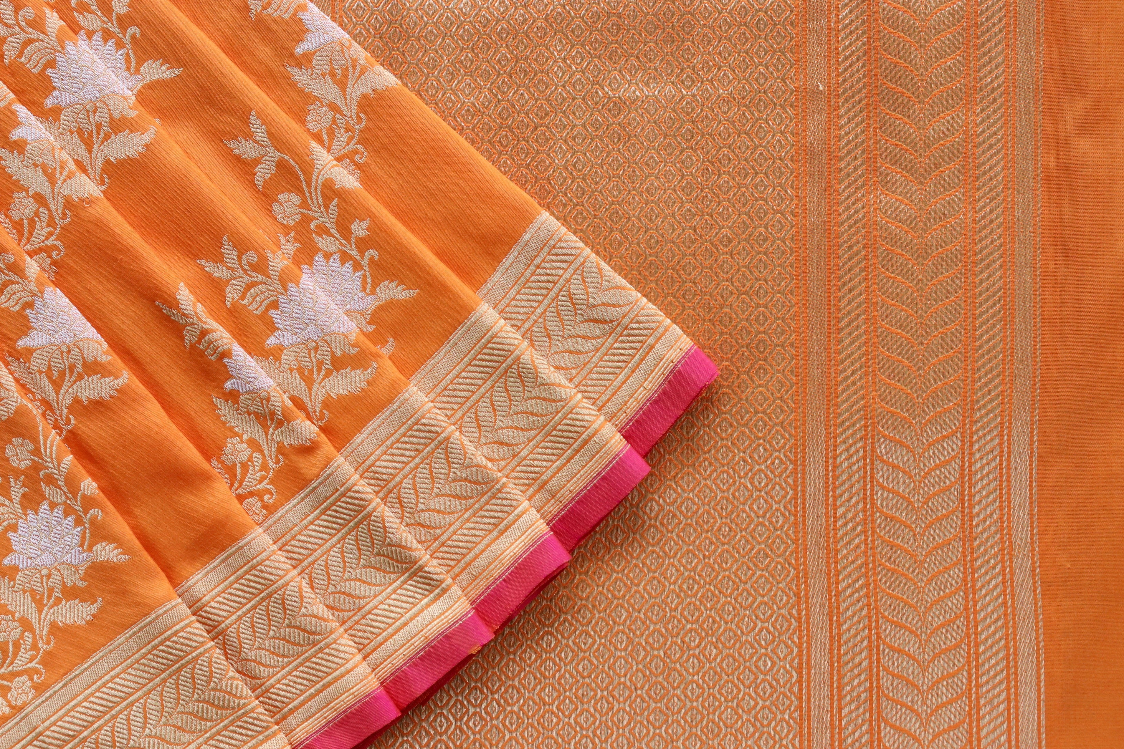 Safron Jamal Jangla Pure Silk Handloom Banarasi Saree