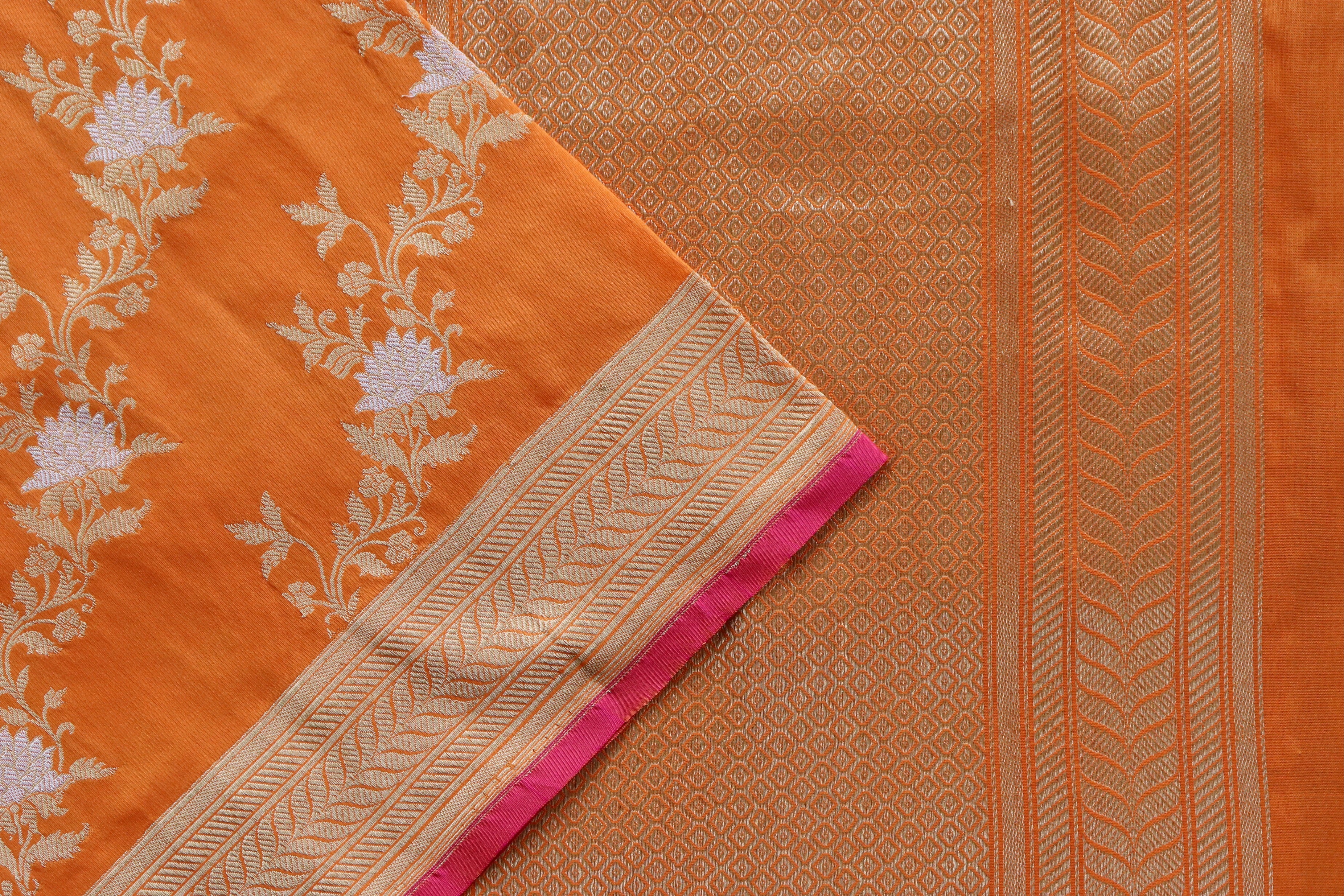 Safron Jamal Jangla Pure Silk Handloom Banarasi Saree