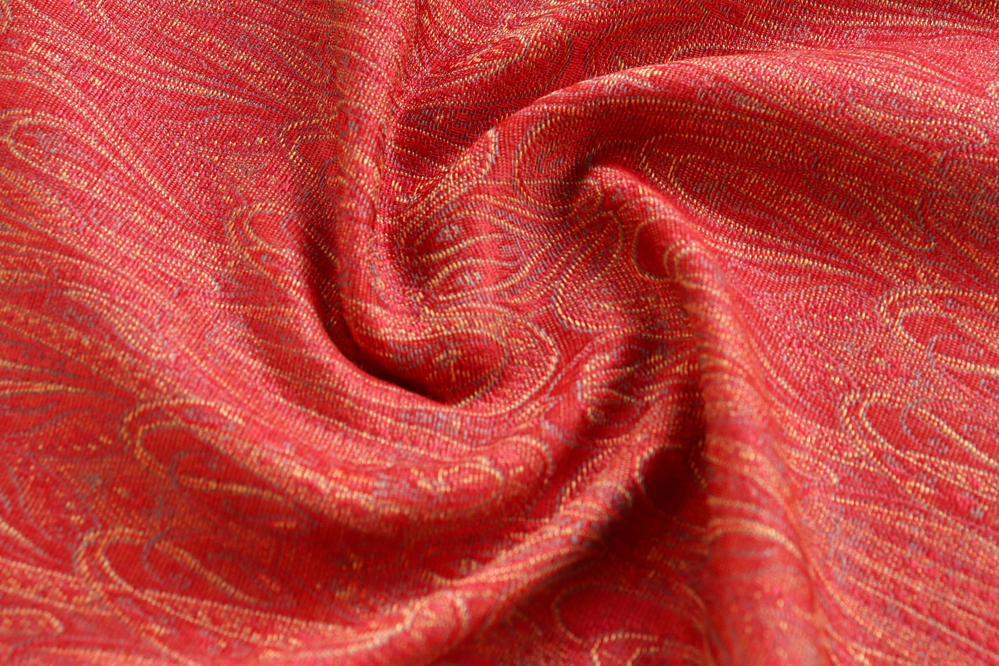 Red Pure Wool & Silk Handloom Banarasi Shawl