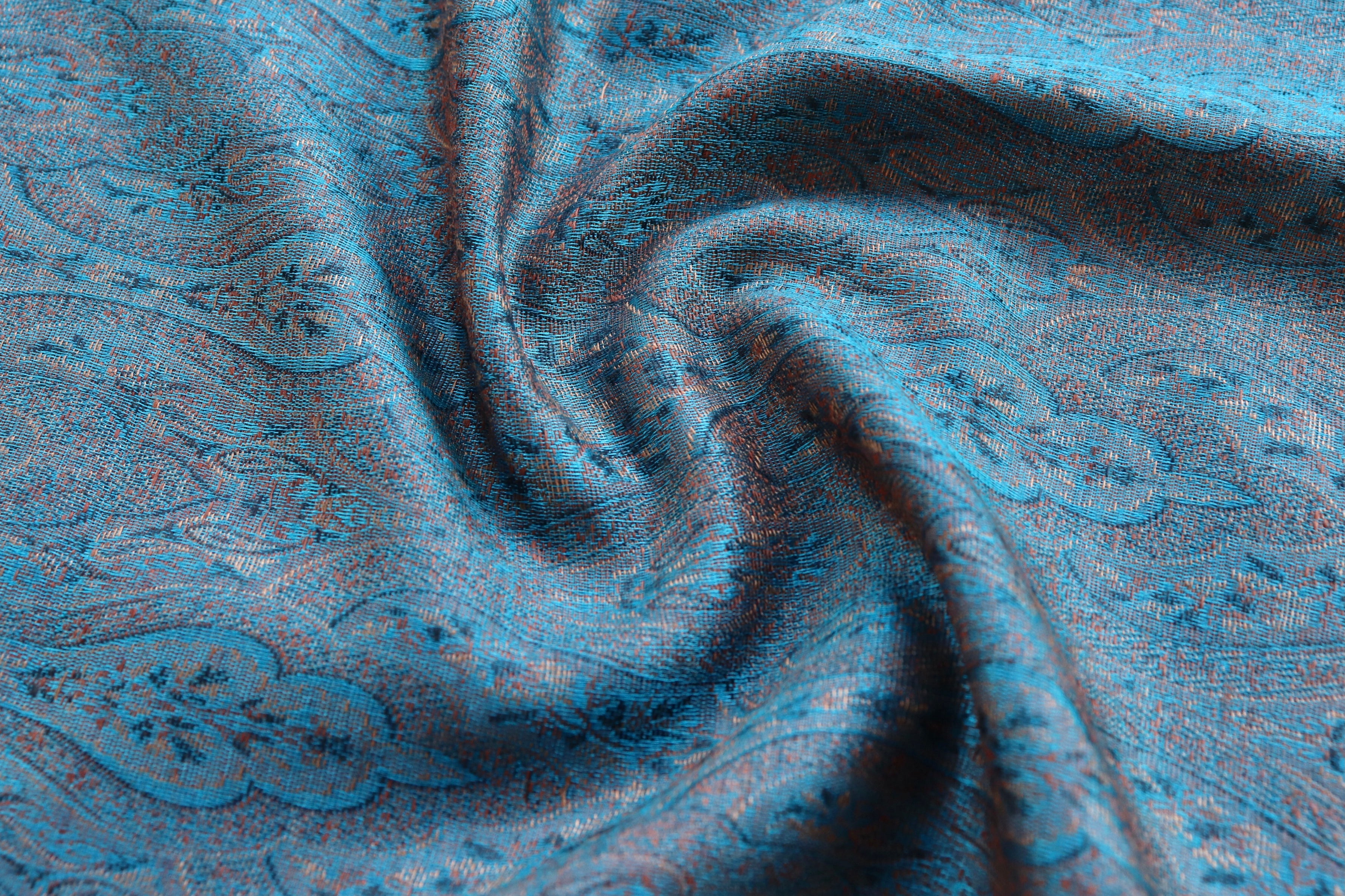 Blue Pure Wool & Silk Handloom Banarasi Shawl