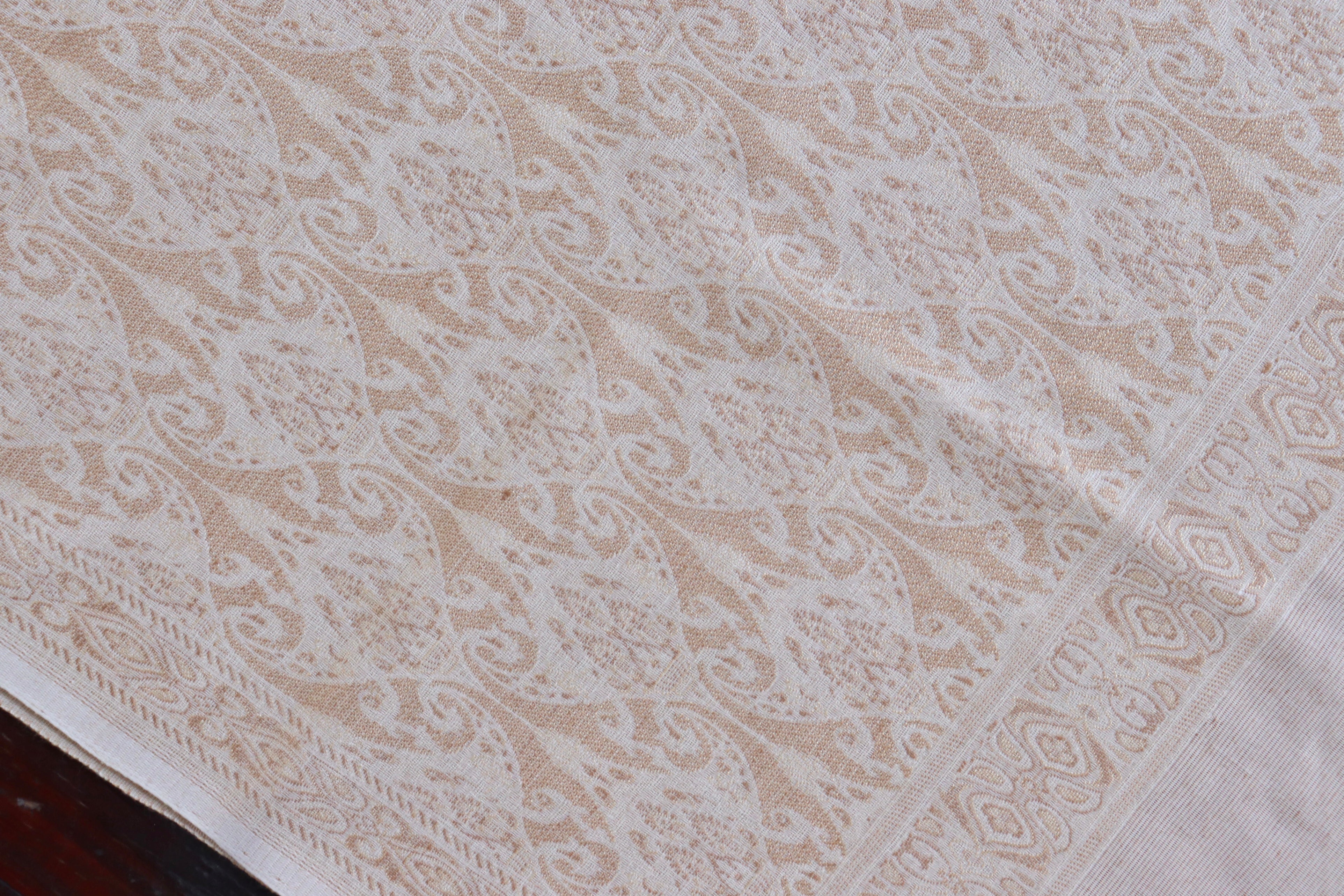 Ivory Pure Wool & Silk Handloom Banarasi Shawl