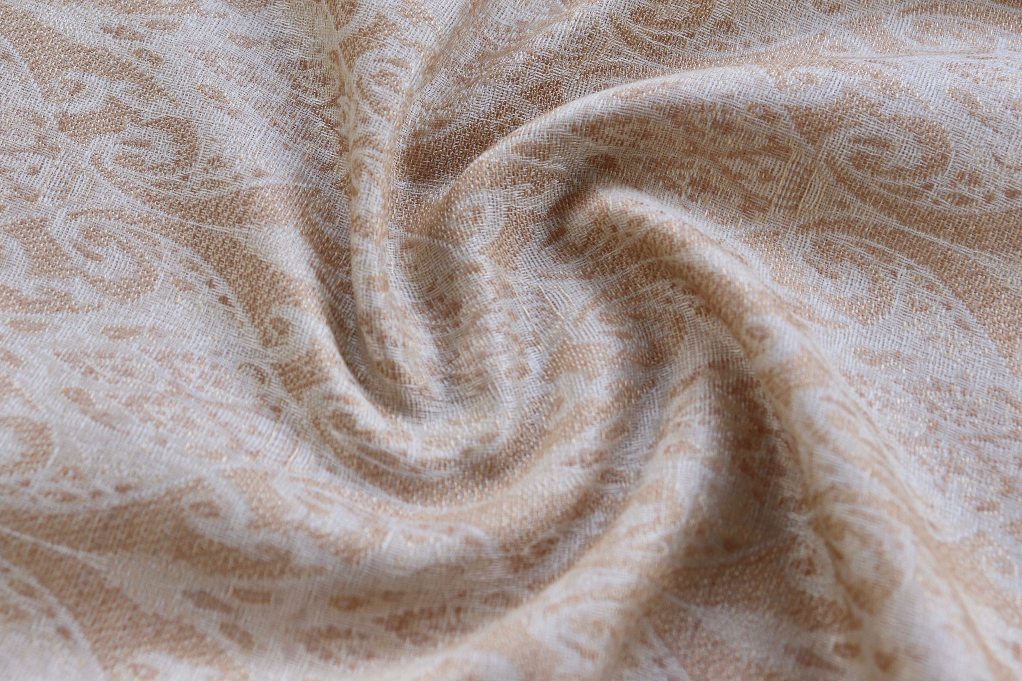 Ivory Pure Wool & Silk Handloom Banarasi Shawl