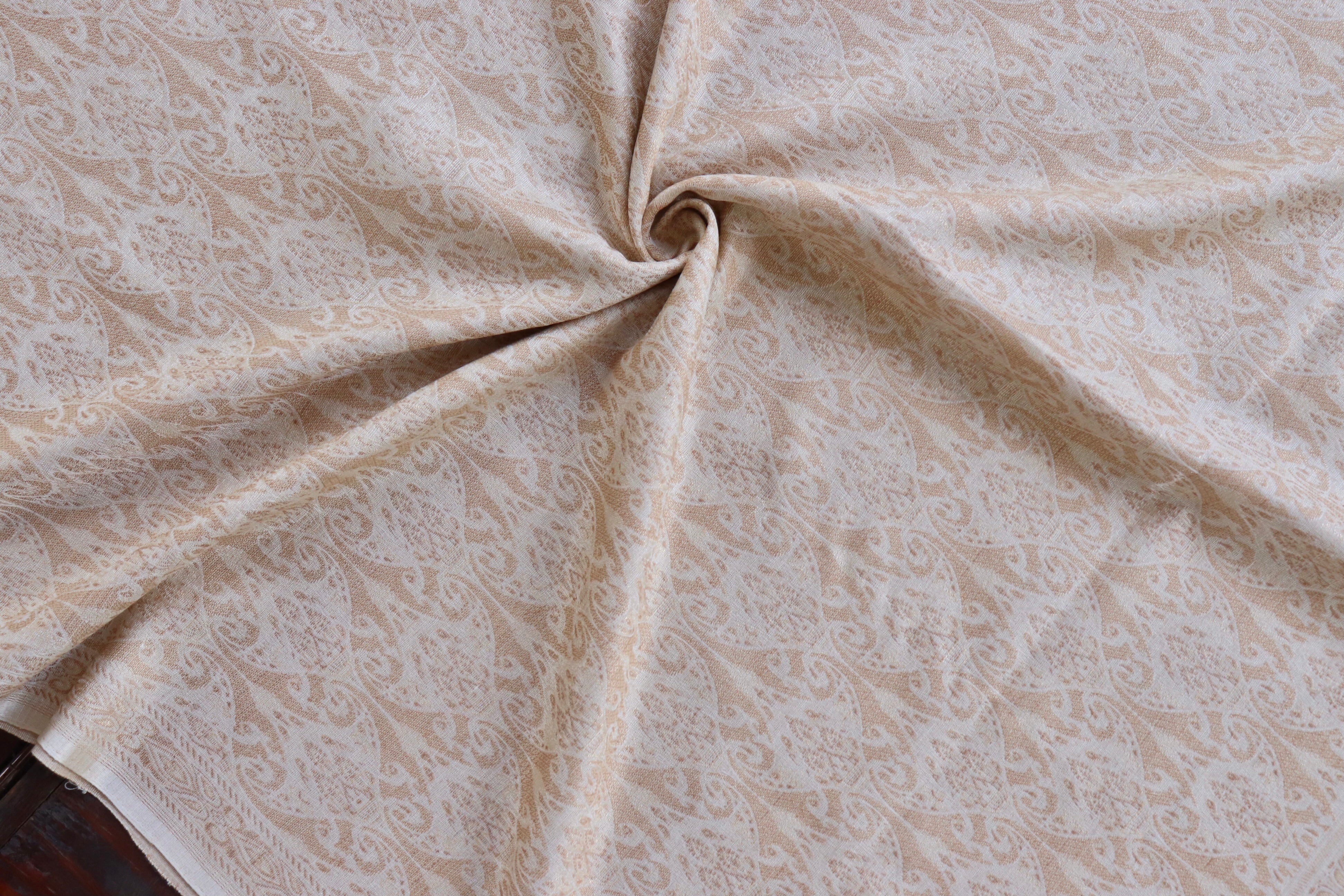 Ivory Pure Wool & Silk Handloom Banarasi Shawl