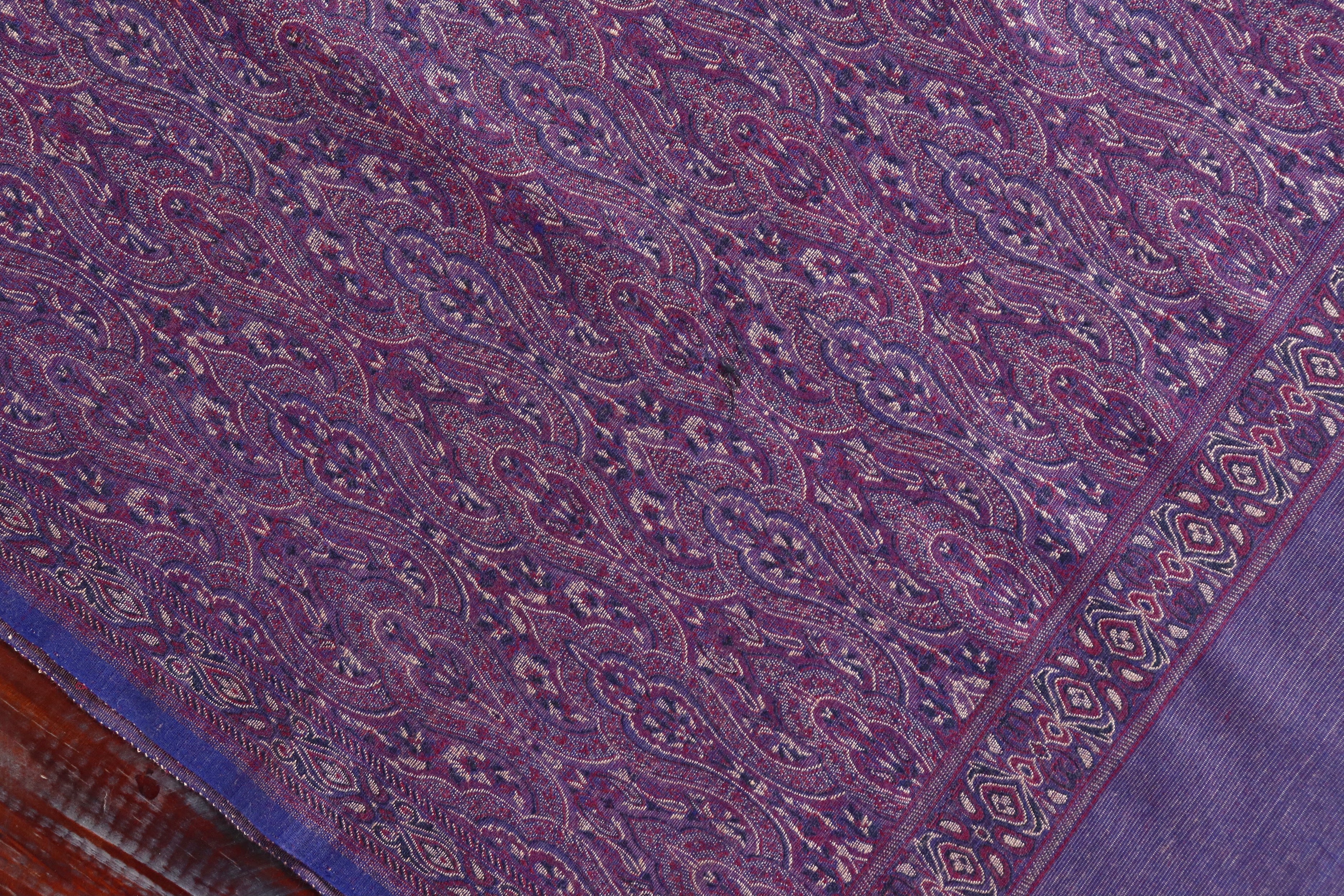 Blue Pure Wool & Silk Handloom Banarasi Shawl
