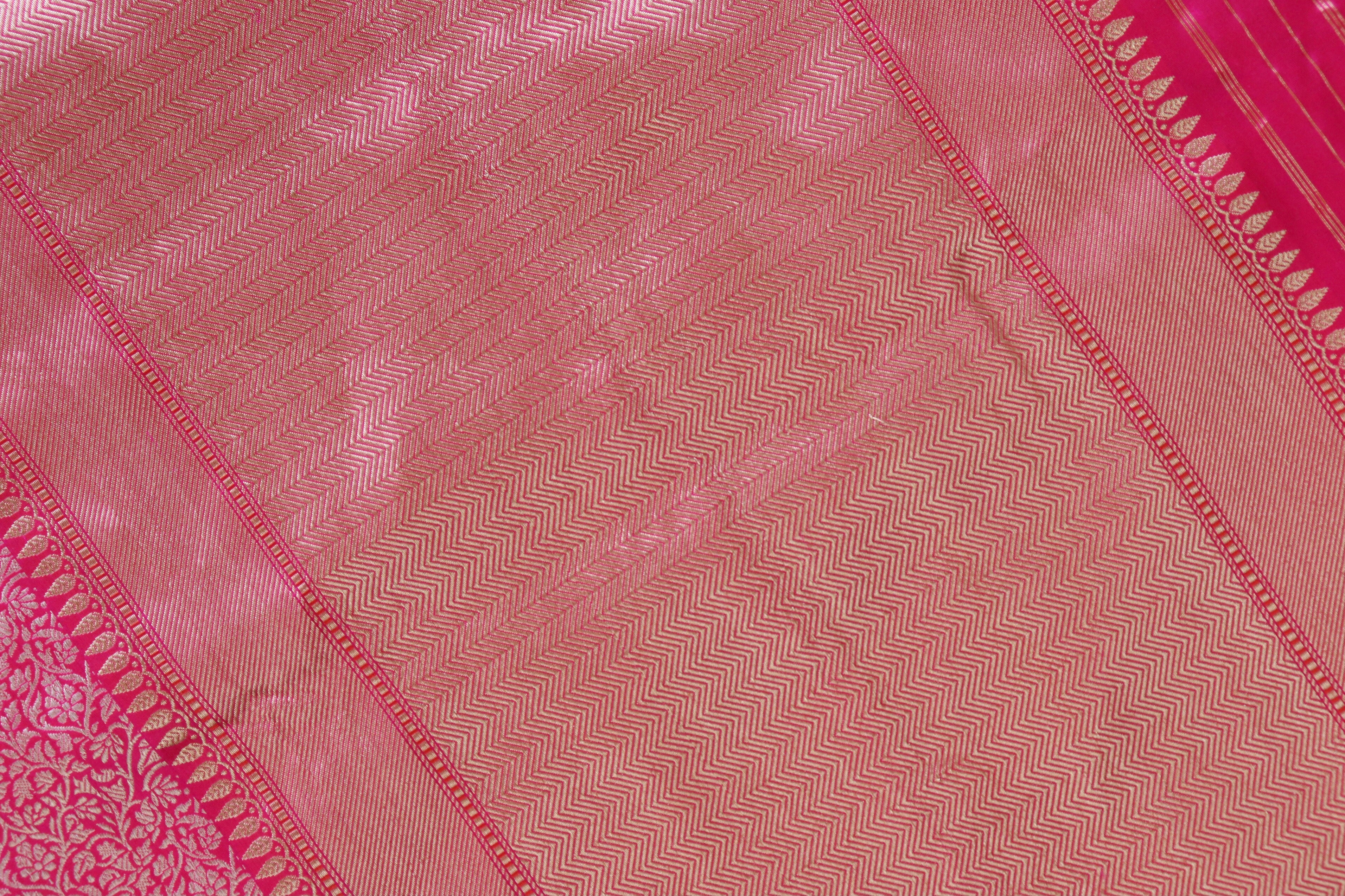 Rani Pink Tanchoi Banarasi Handwoven Silk Saree