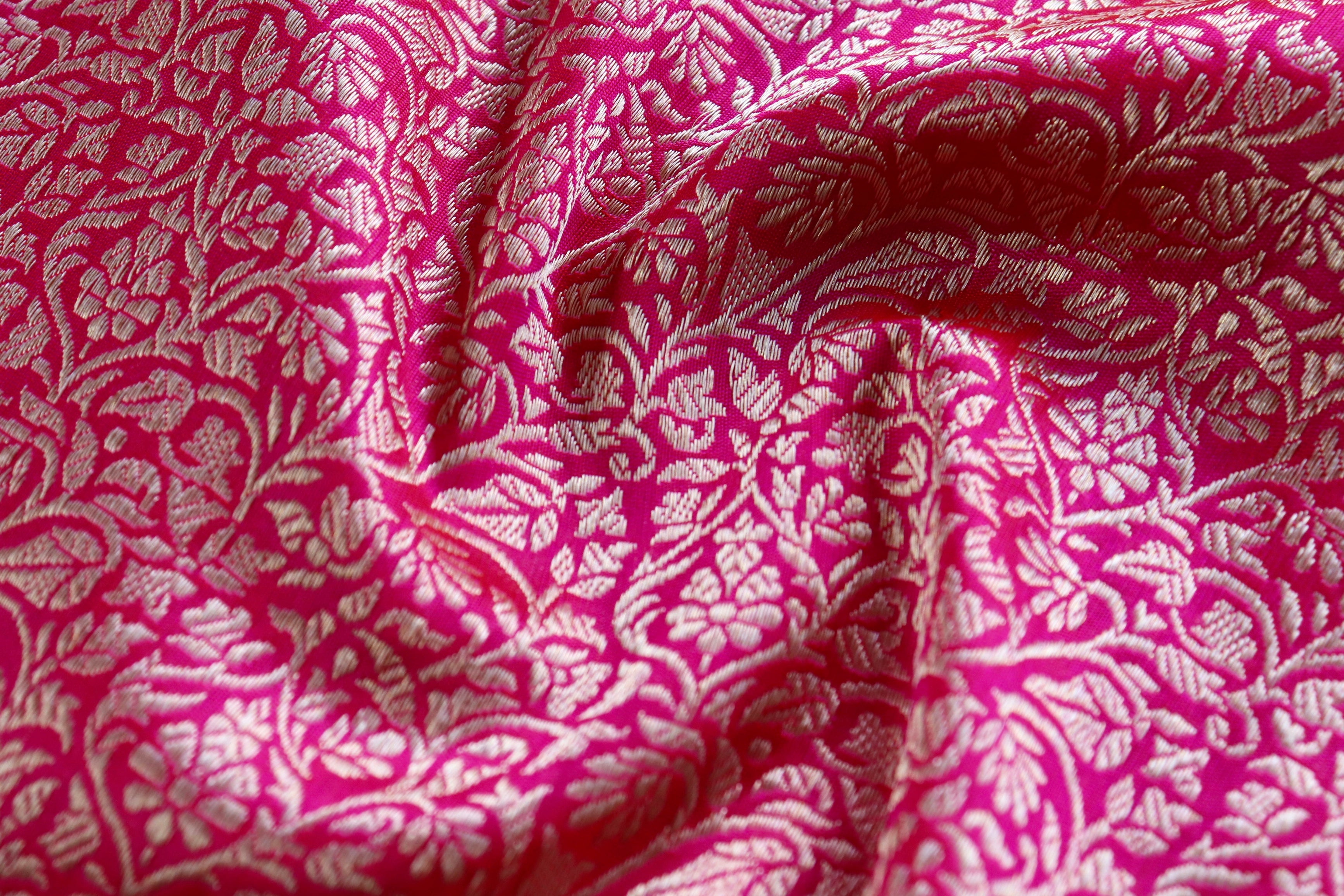 Rani Pink Tanchoi Banarasi Handwoven Silk Saree