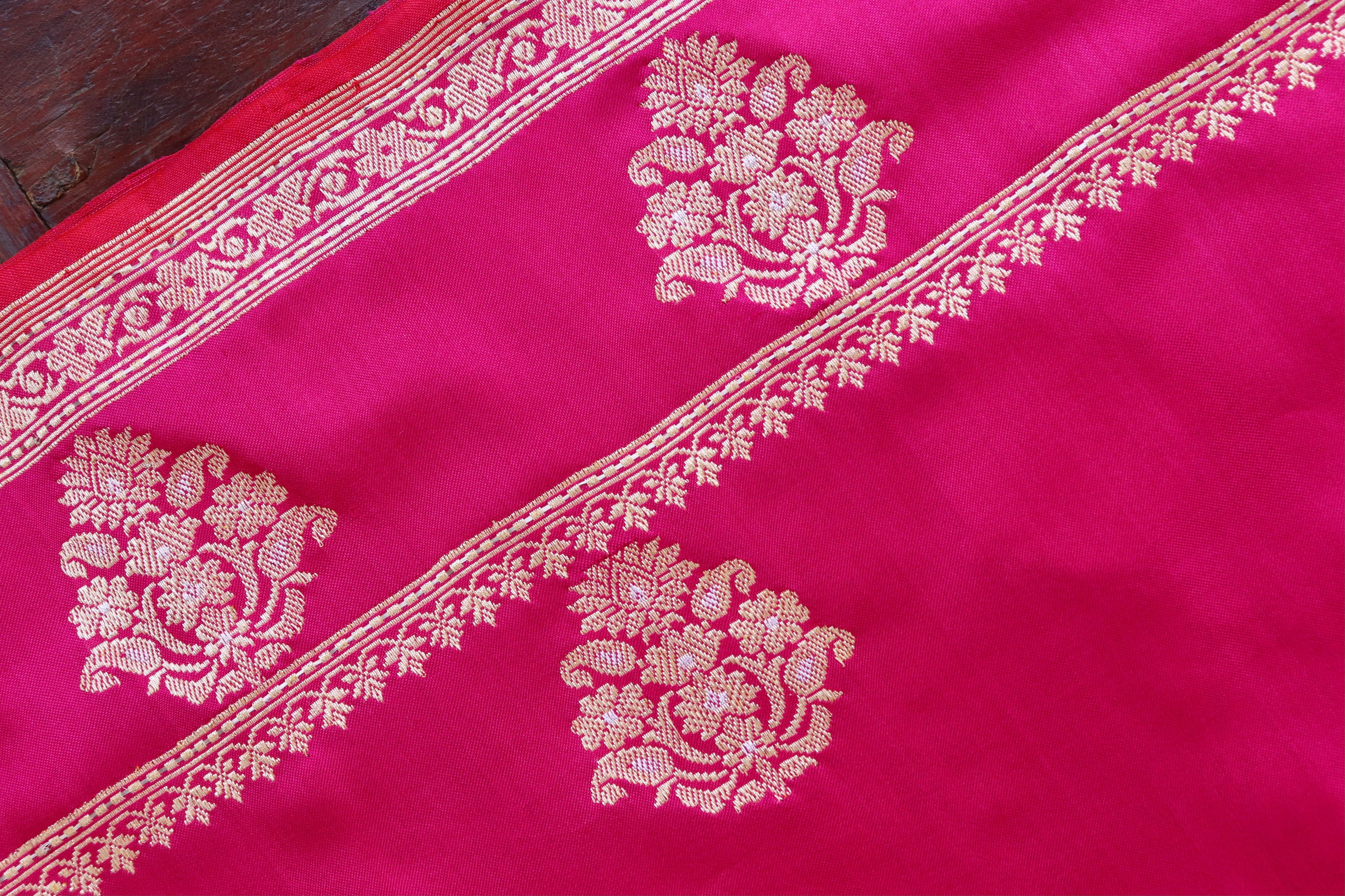 Pink Kadhua Motif Pure Silk Handloom Banarasi Saree