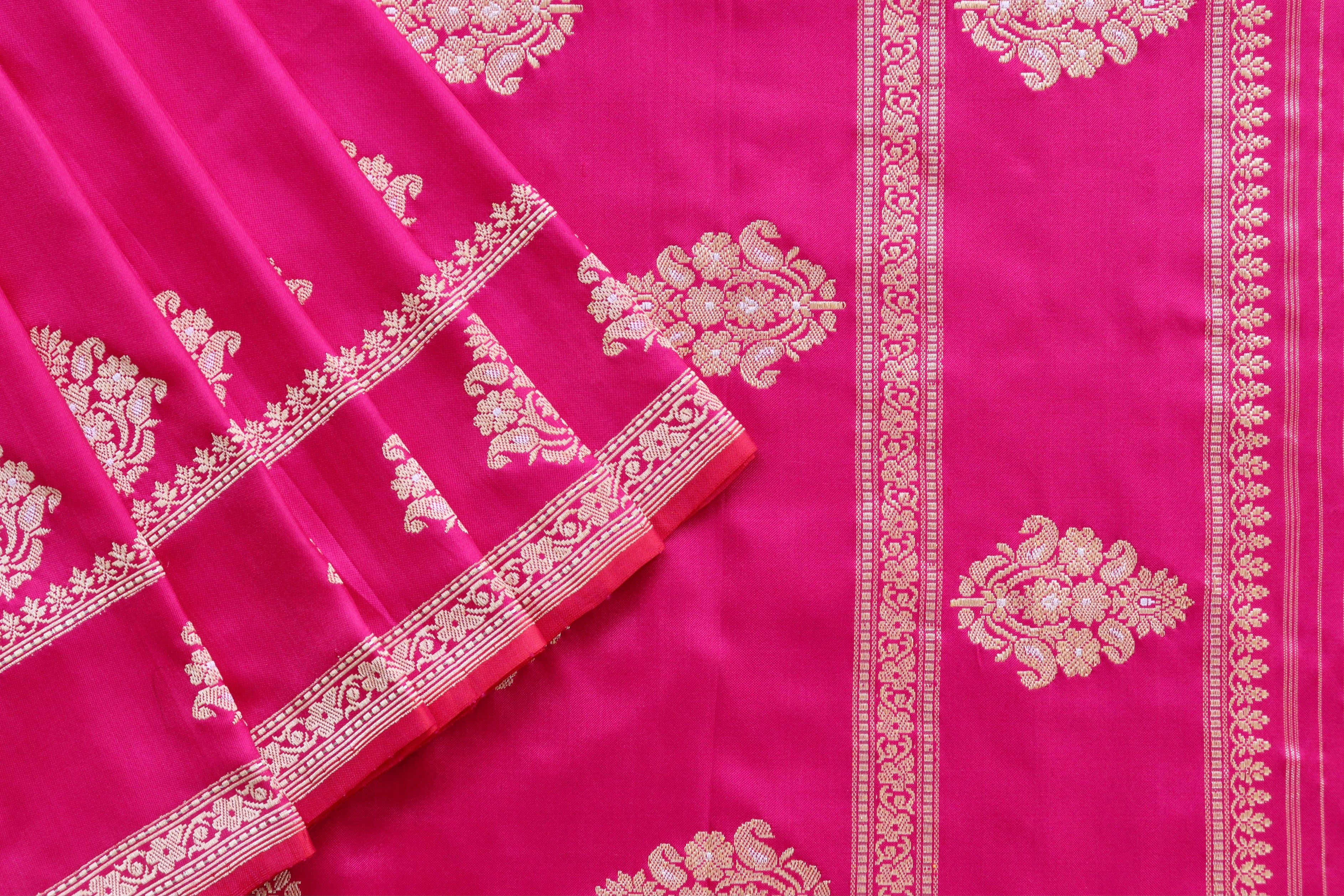 Pink Kadhua Motif Pure Silk Handloom Banarasi Saree