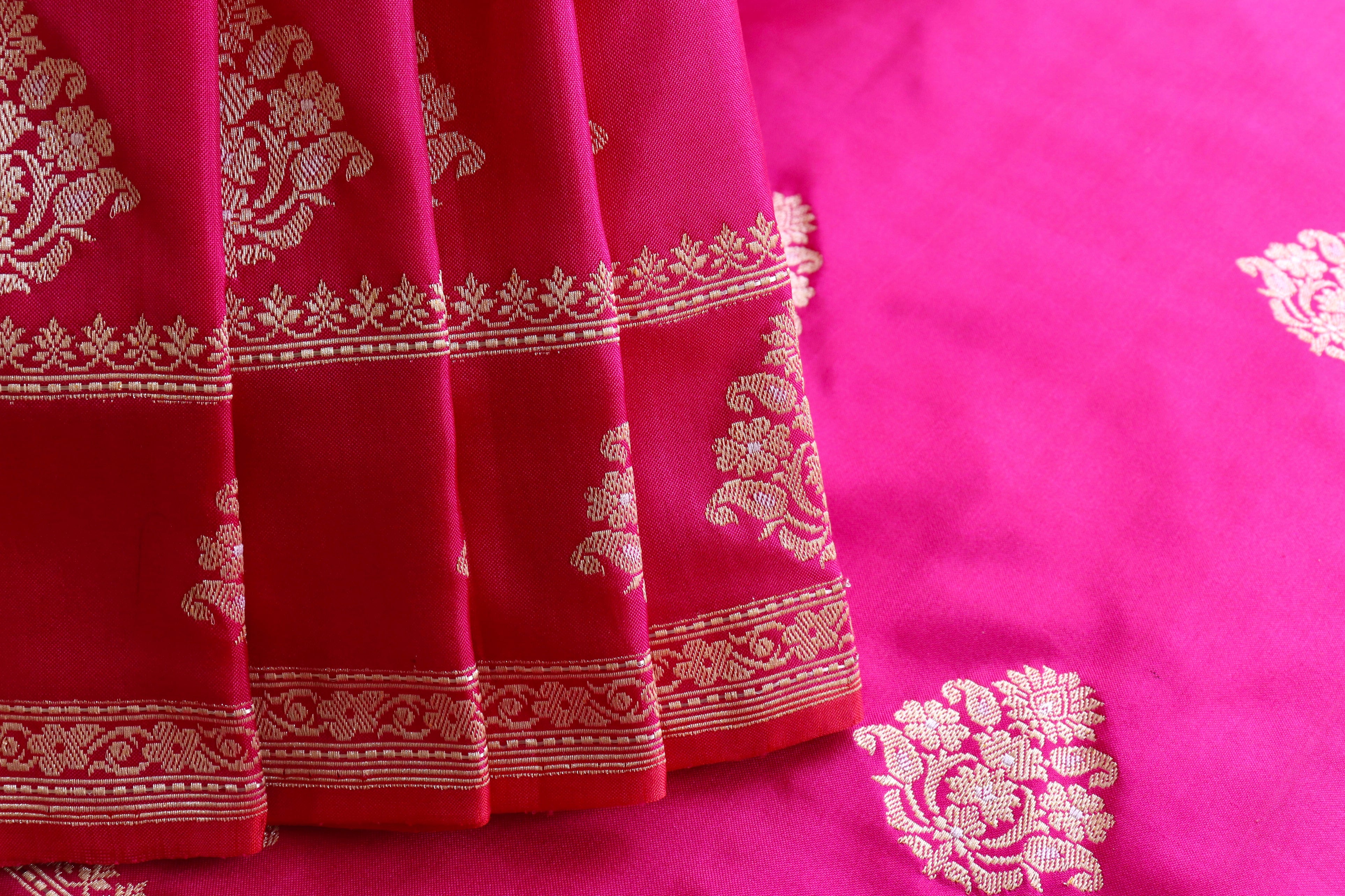Pink Kadhua Motif Pure Silk Handloom Banarasi Saree