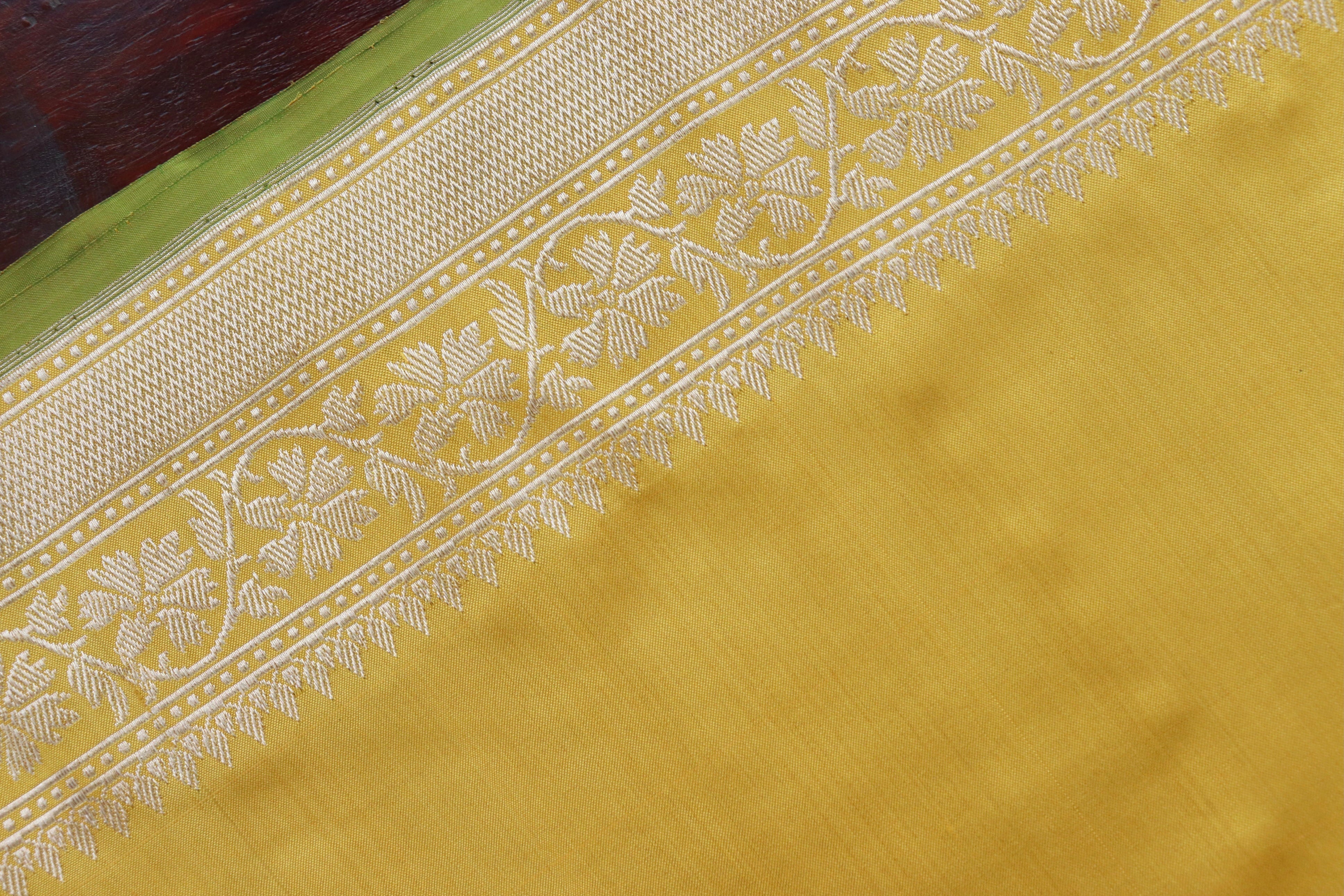 Yellow Guldasta Motif Pure Kora Silk Handloom Saree