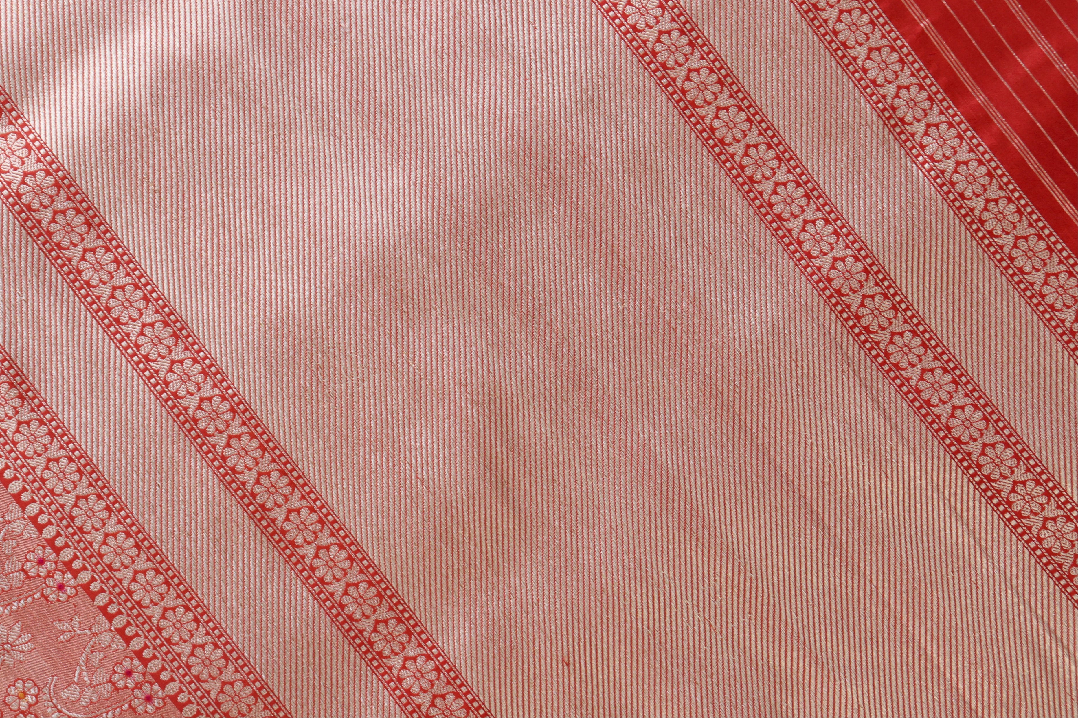 Rust Tanchoi Pure Silk Handloom Banarasi Saree
