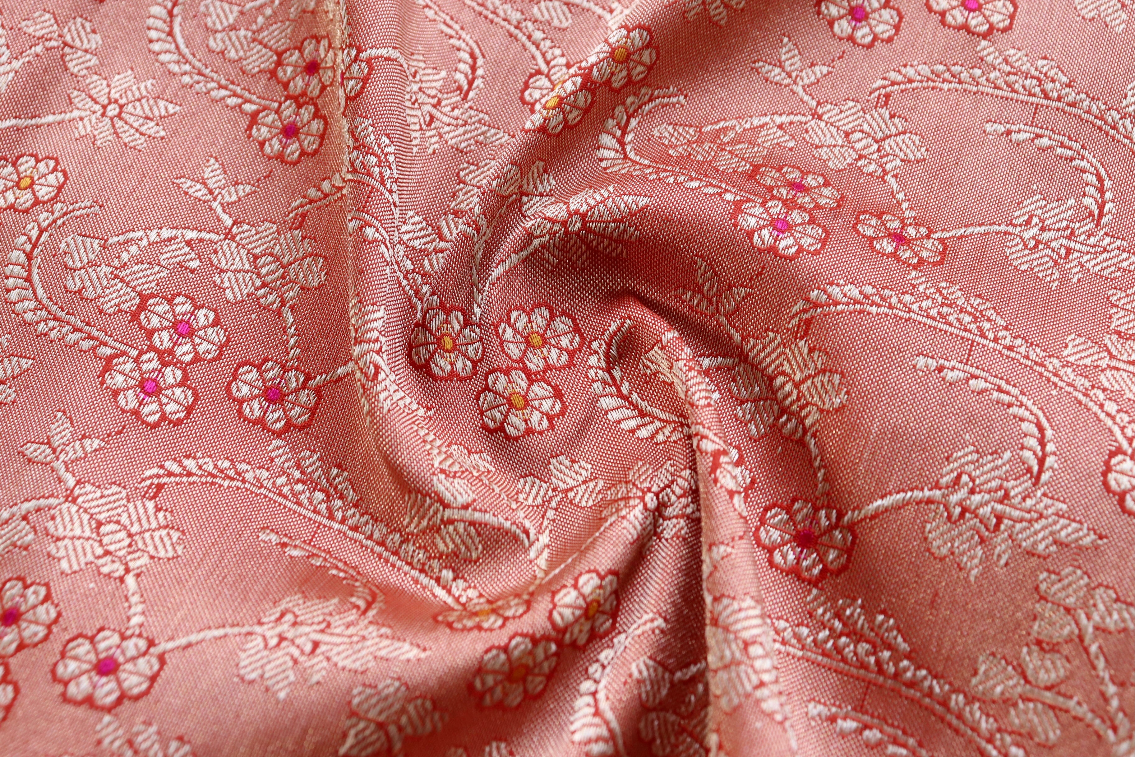 Rust Tanchoi Pure Silk Handloom Banarasi Saree