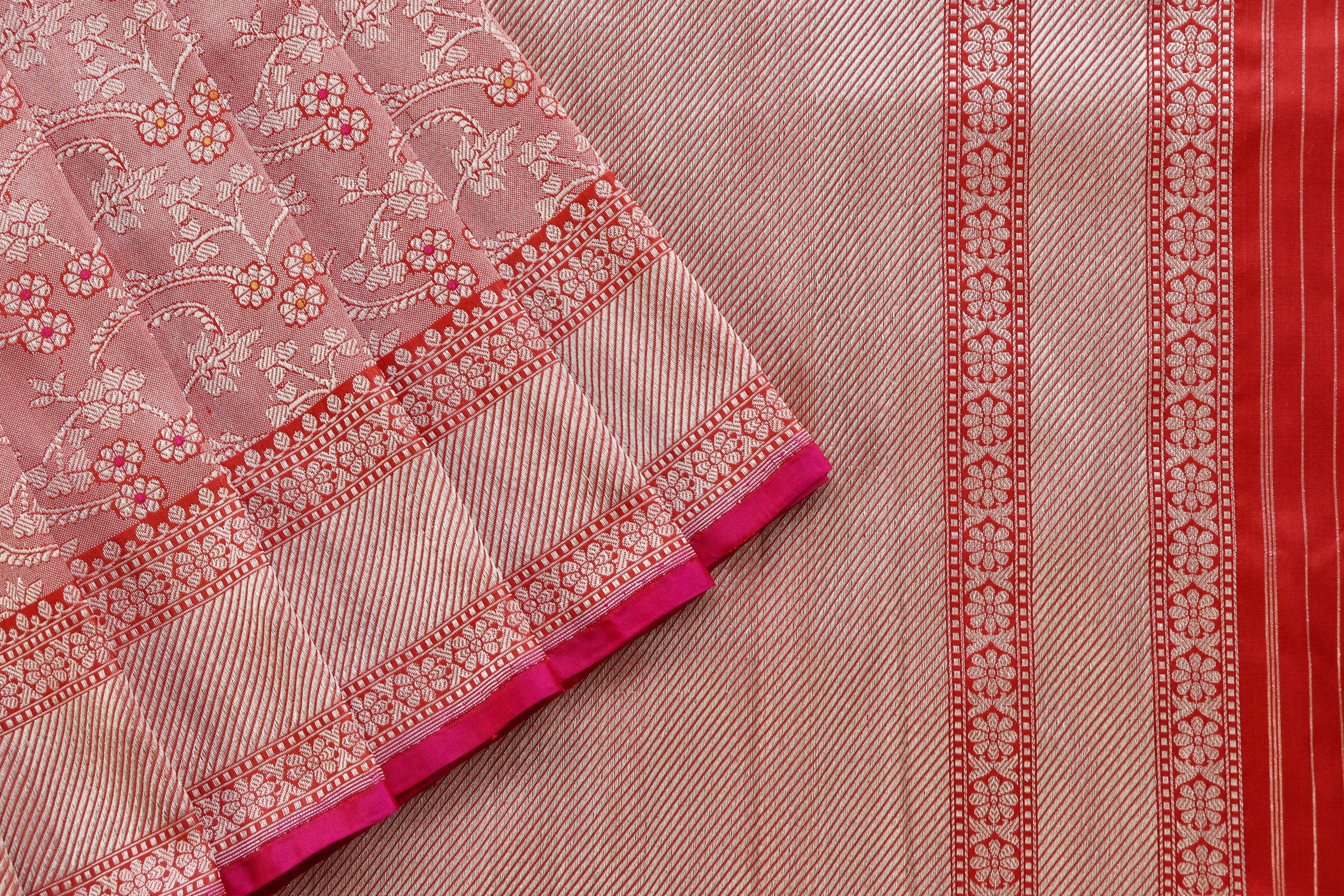 Rust Tanchoi Pure Silk Handloom Banarasi Saree