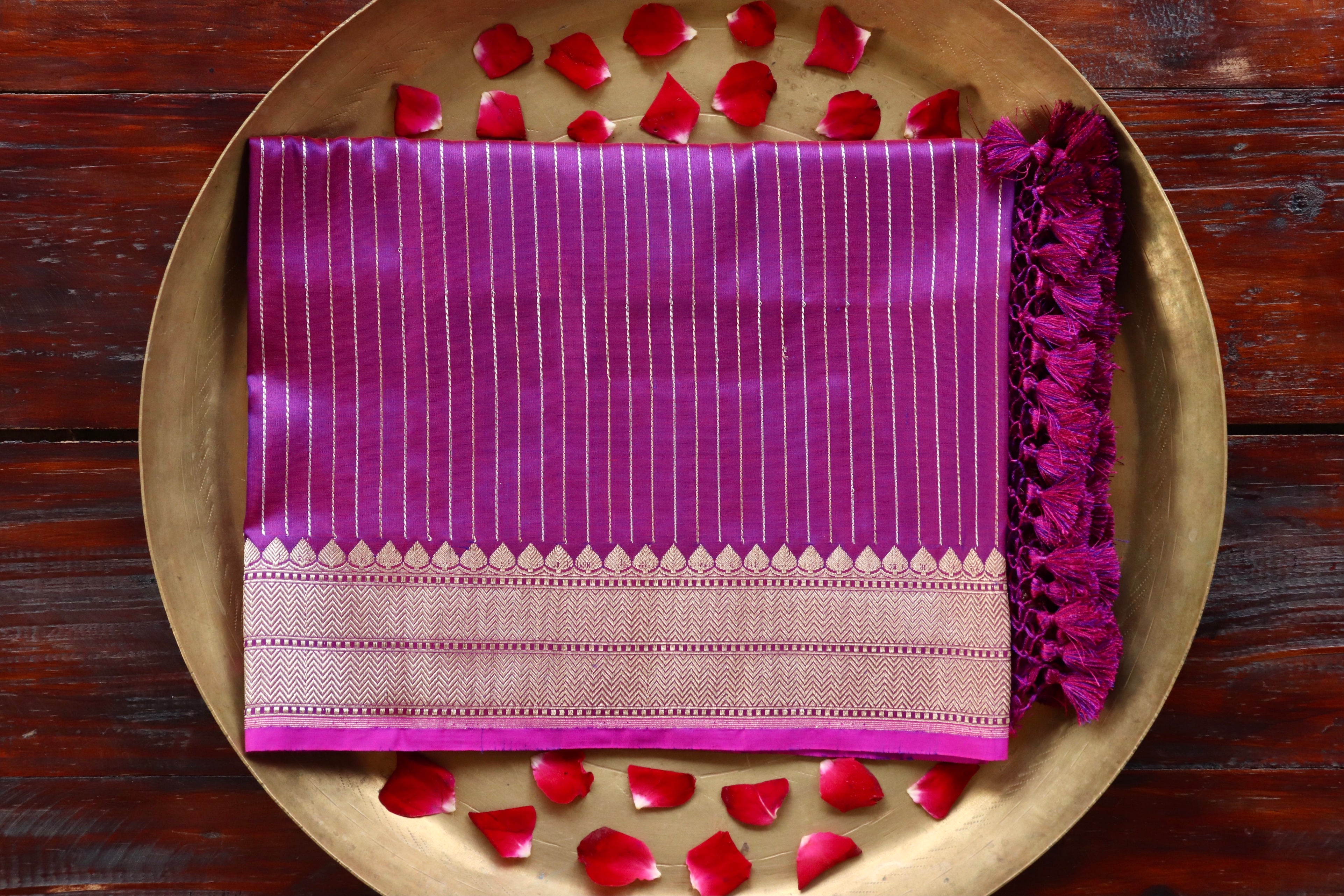 Purple Pure Silk Handloom Banarasi Dupatta