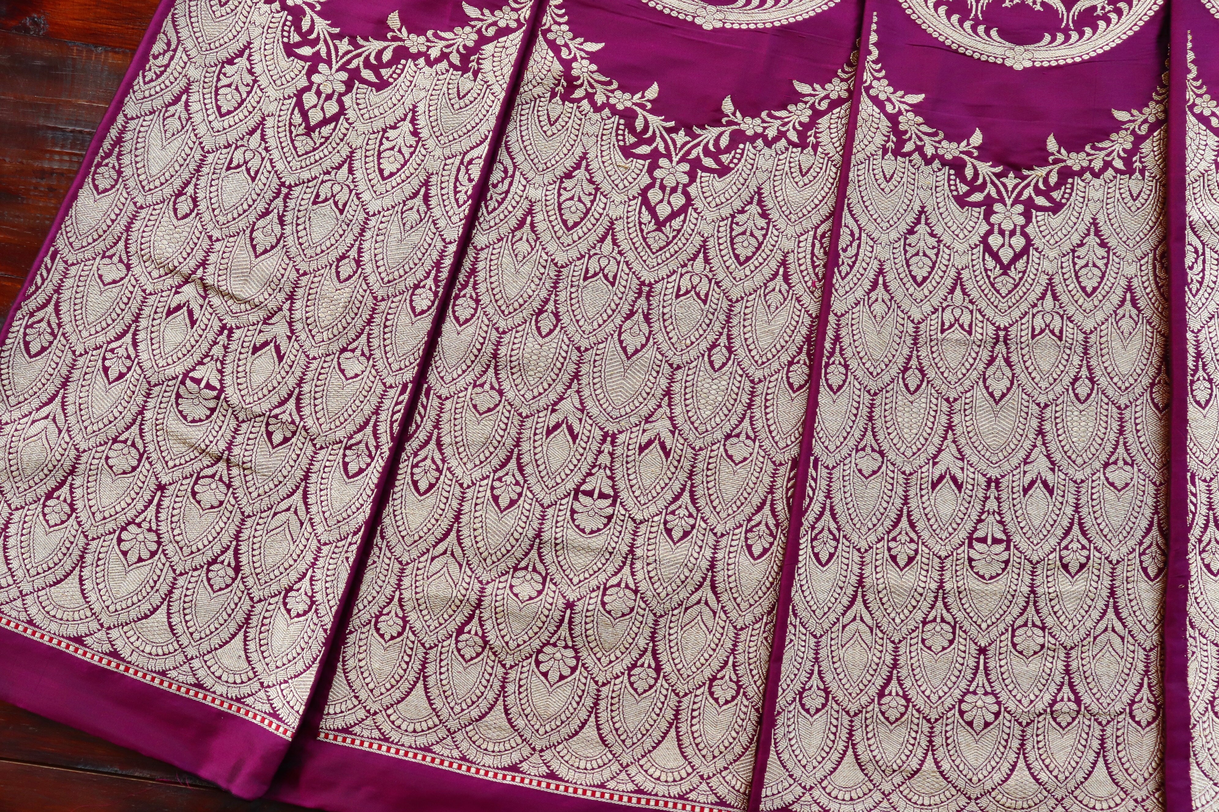 Purple Kadhua Pure Silk Banarasi Lehenga