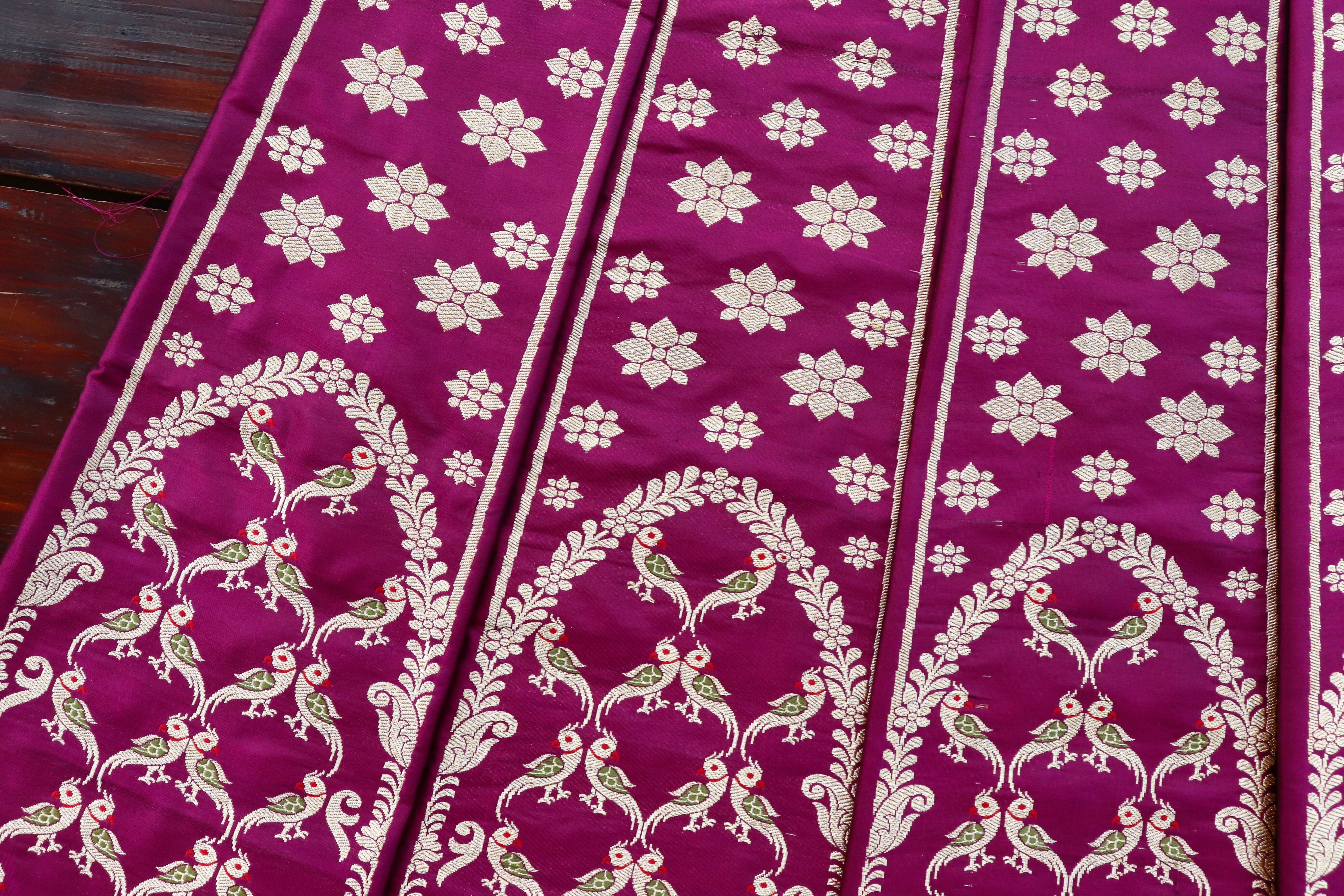 Purple Kadhua Pure Silk Banarasi Lehenga