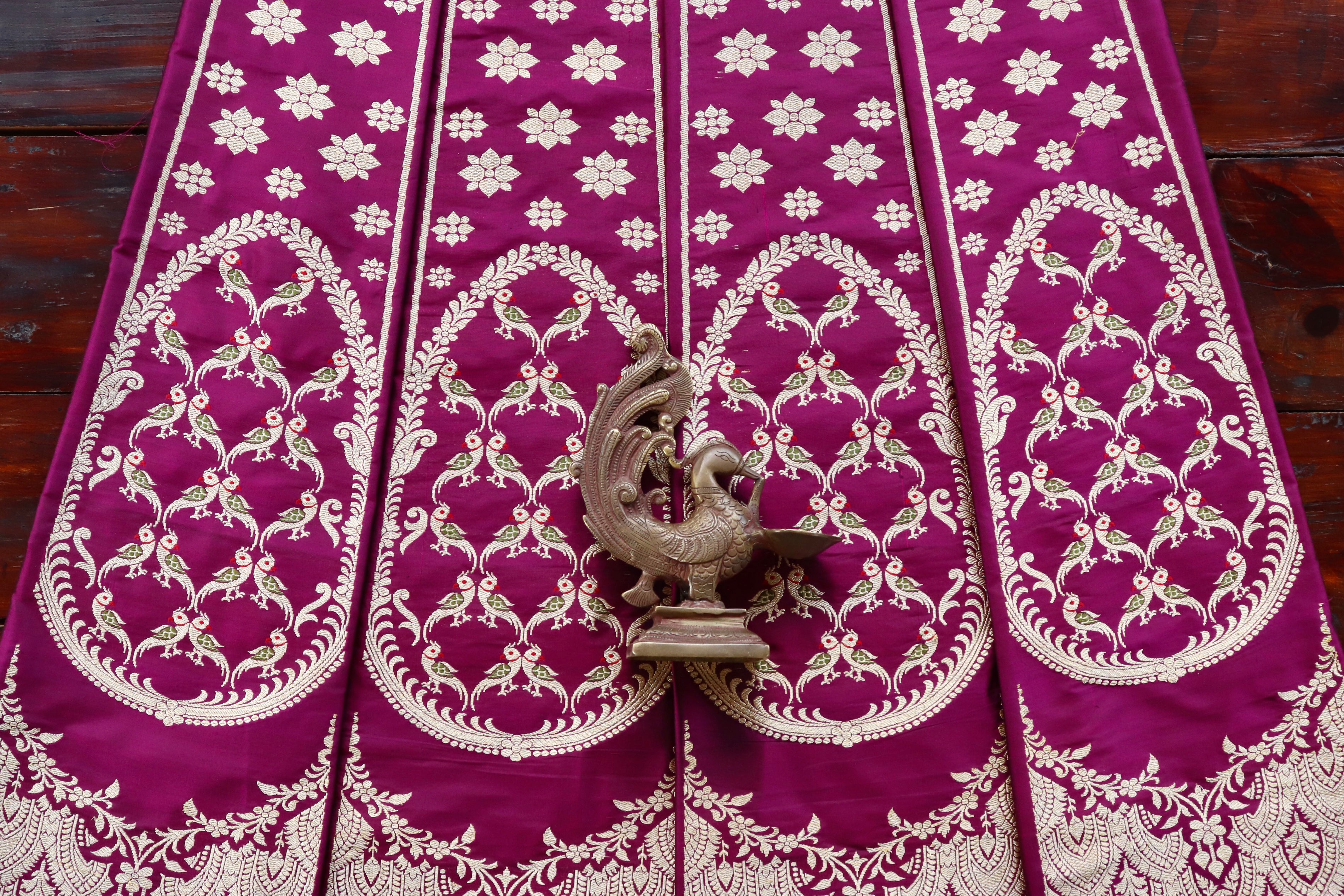 Purple Kadhua Pure Silk Banarasi Lehenga