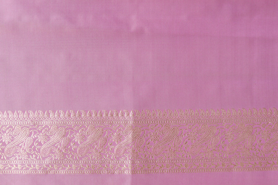 Pista Green & Pink  Banarasi Handwoven Satin Silk Saree
