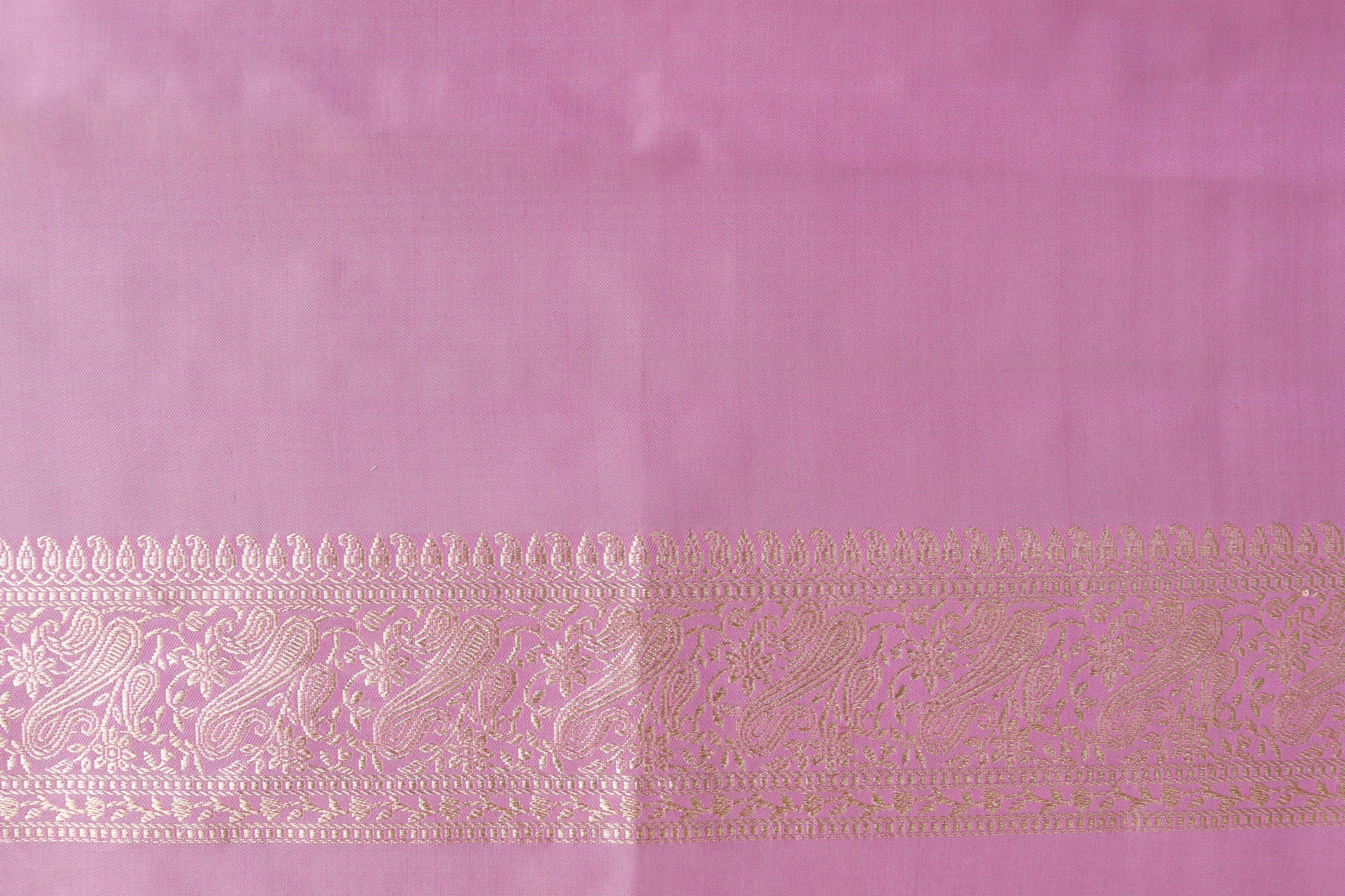 Pista Green & Pink  Banarasi Handwoven Satin Silk Saree