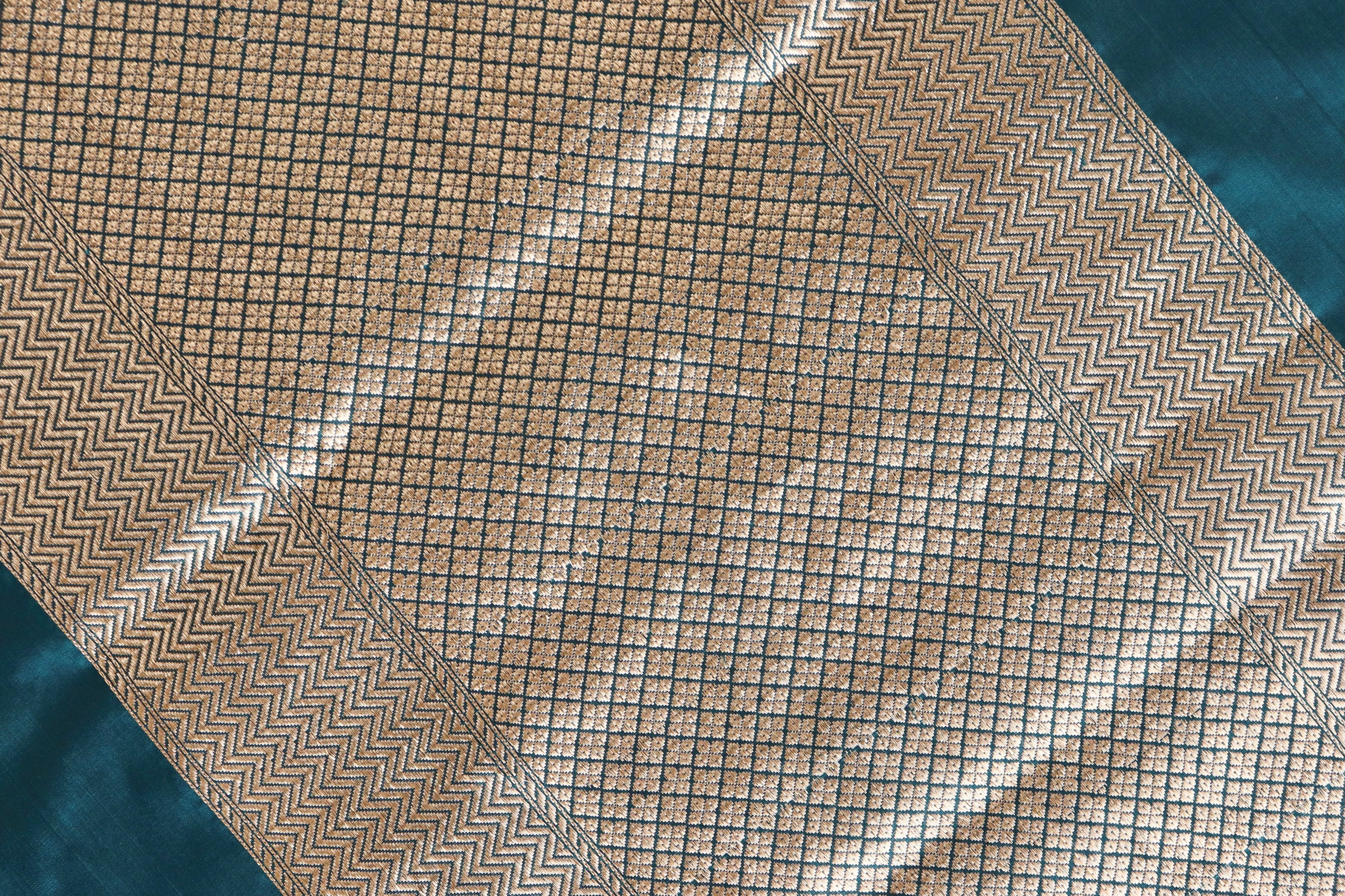 Peacock Blue Alfi Pure Silk Handloom Banarasi Saree