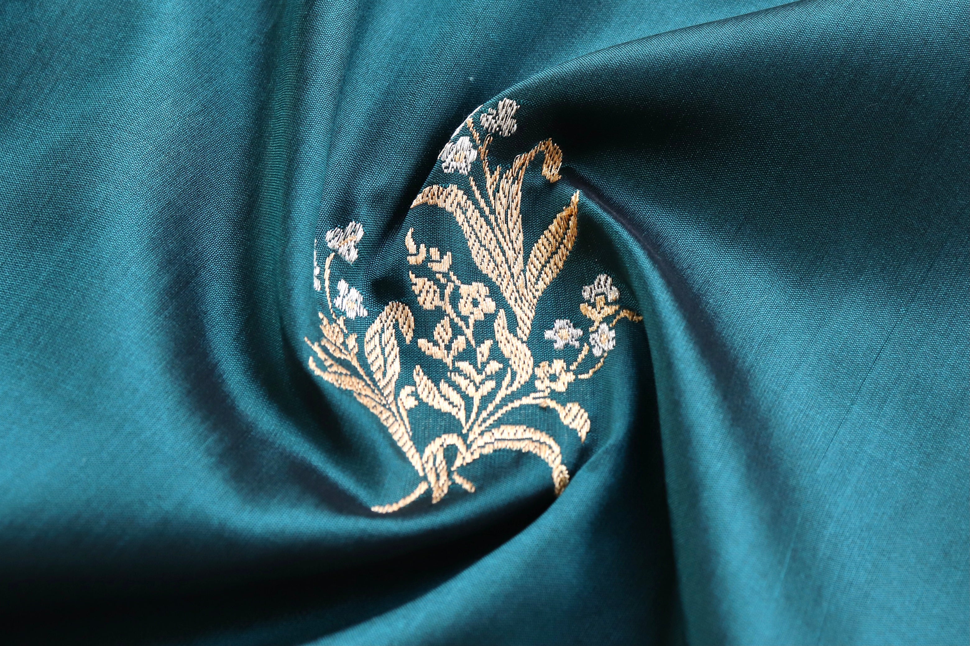 Peacock Blue Alfi Pure Silk Handloom Banarasi Saree